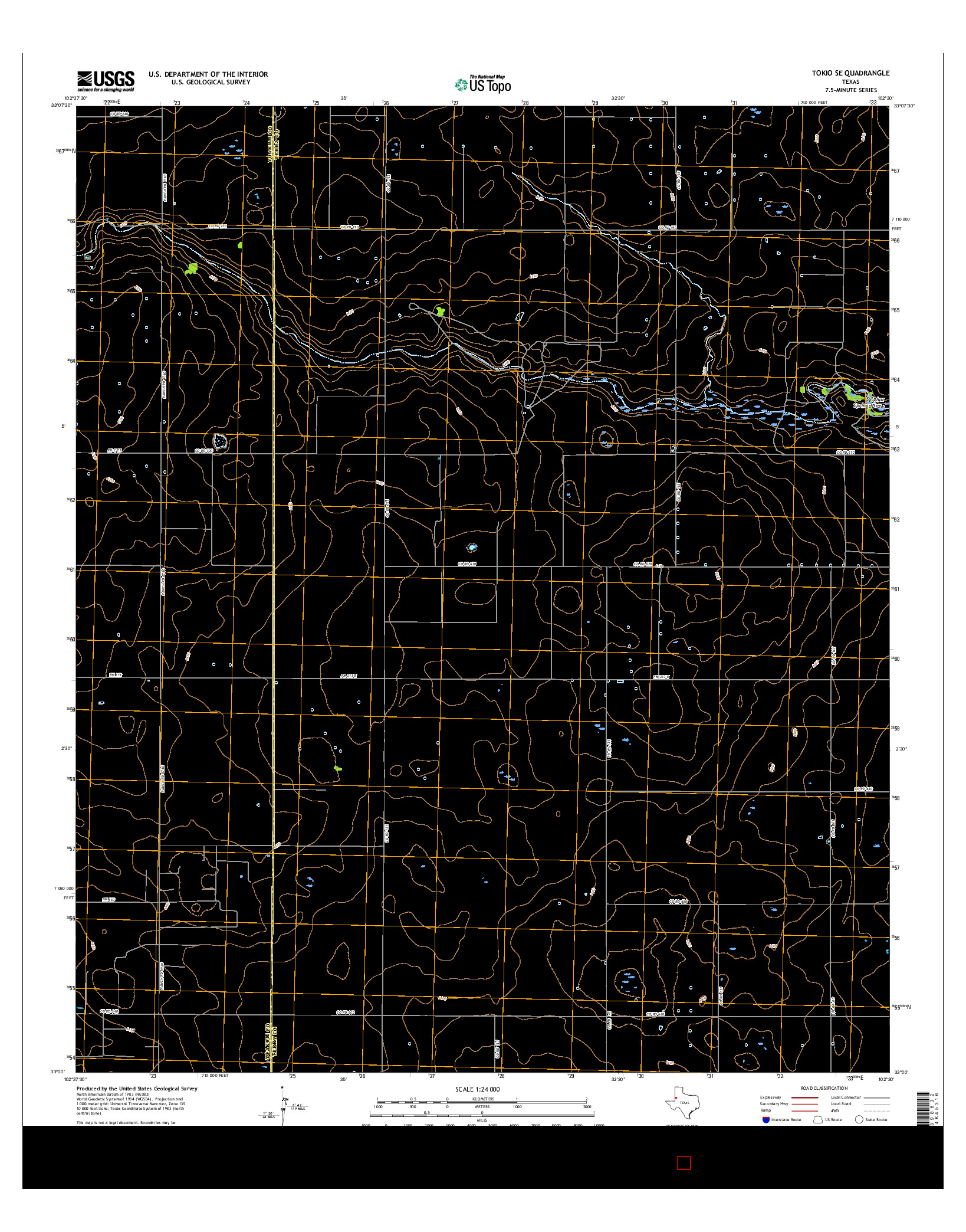 USGS US TOPO 7.5-MINUTE MAP FOR TOKIO SE, TX 2016