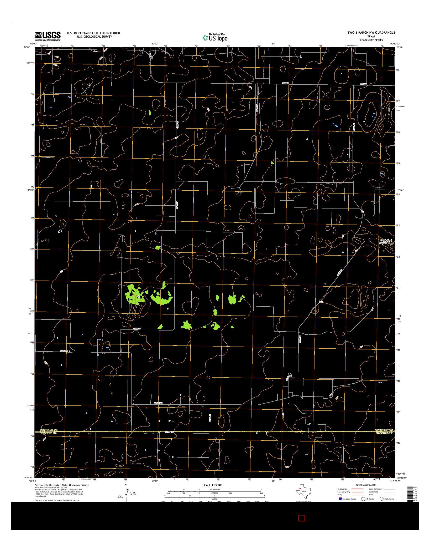 USGS US TOPO 7.5-MINUTE MAP FOR TWO B RANCH NW, TX 2016