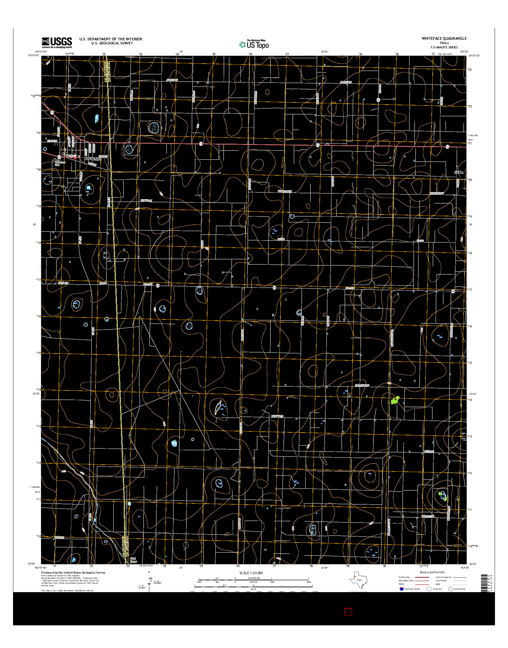 USGS US TOPO 7.5-MINUTE MAP FOR WHITEFACE, TX 2016