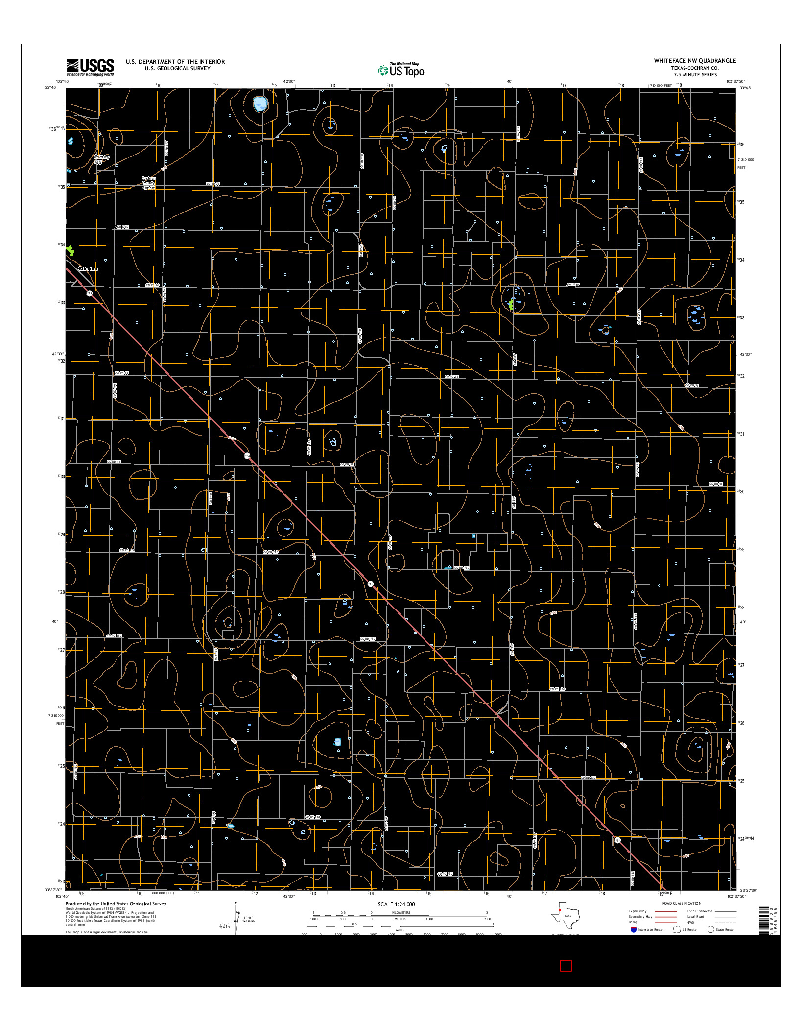 USGS US TOPO 7.5-MINUTE MAP FOR WHITEFACE NW, TX 2016