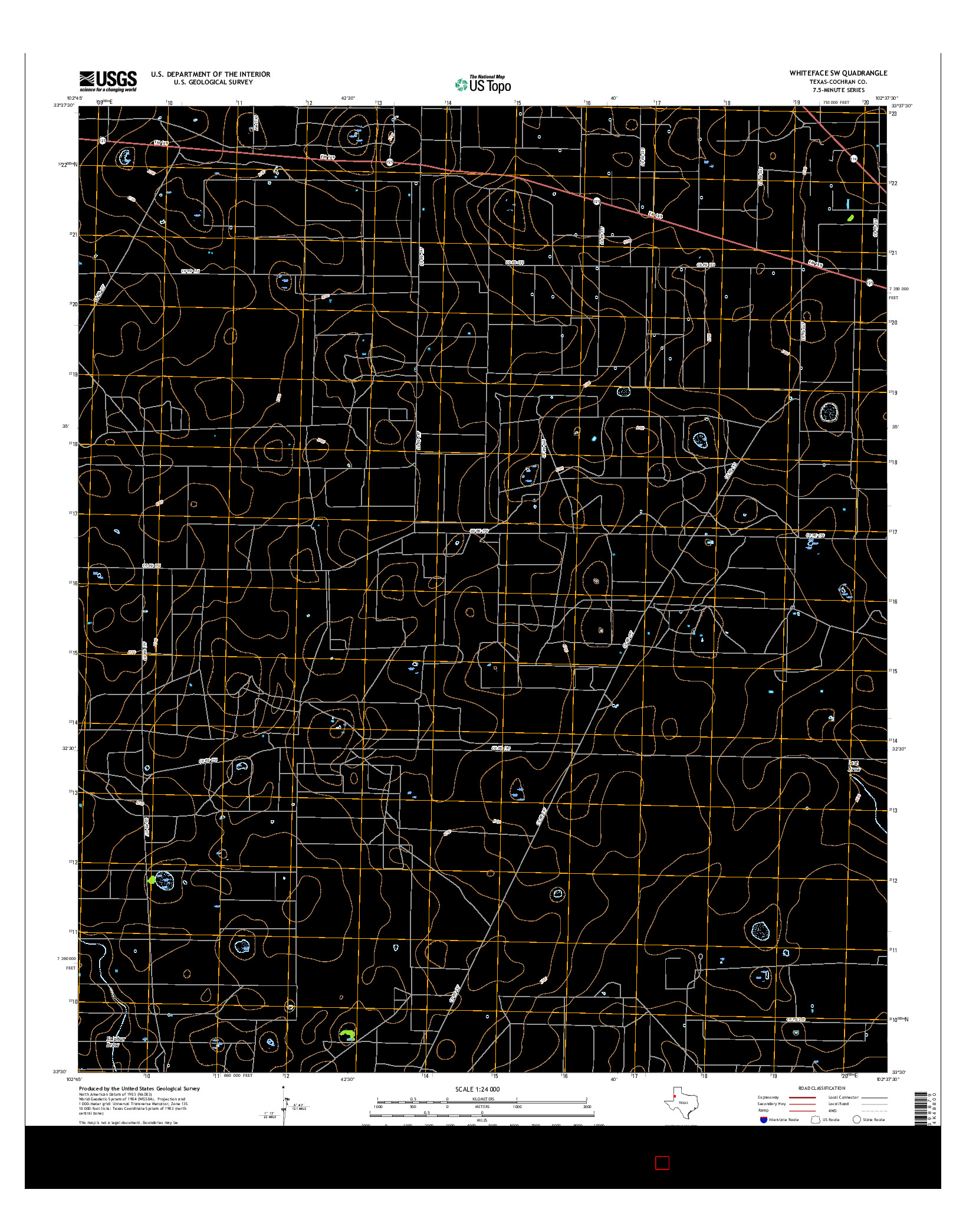 USGS US TOPO 7.5-MINUTE MAP FOR WHITEFACE SW, TX 2016