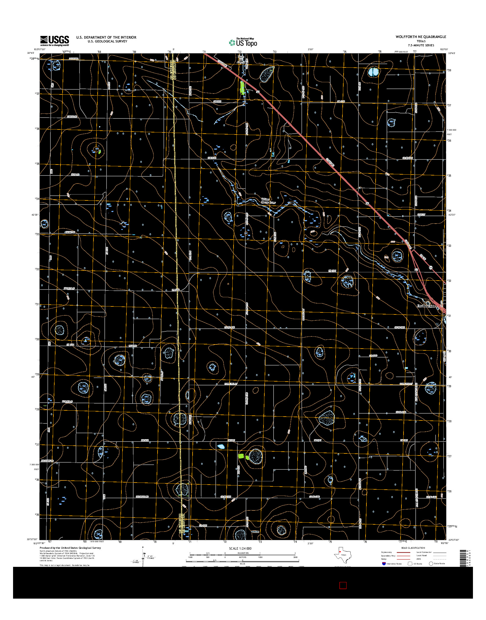 USGS US TOPO 7.5-MINUTE MAP FOR WOLFFORTH NE, TX 2016