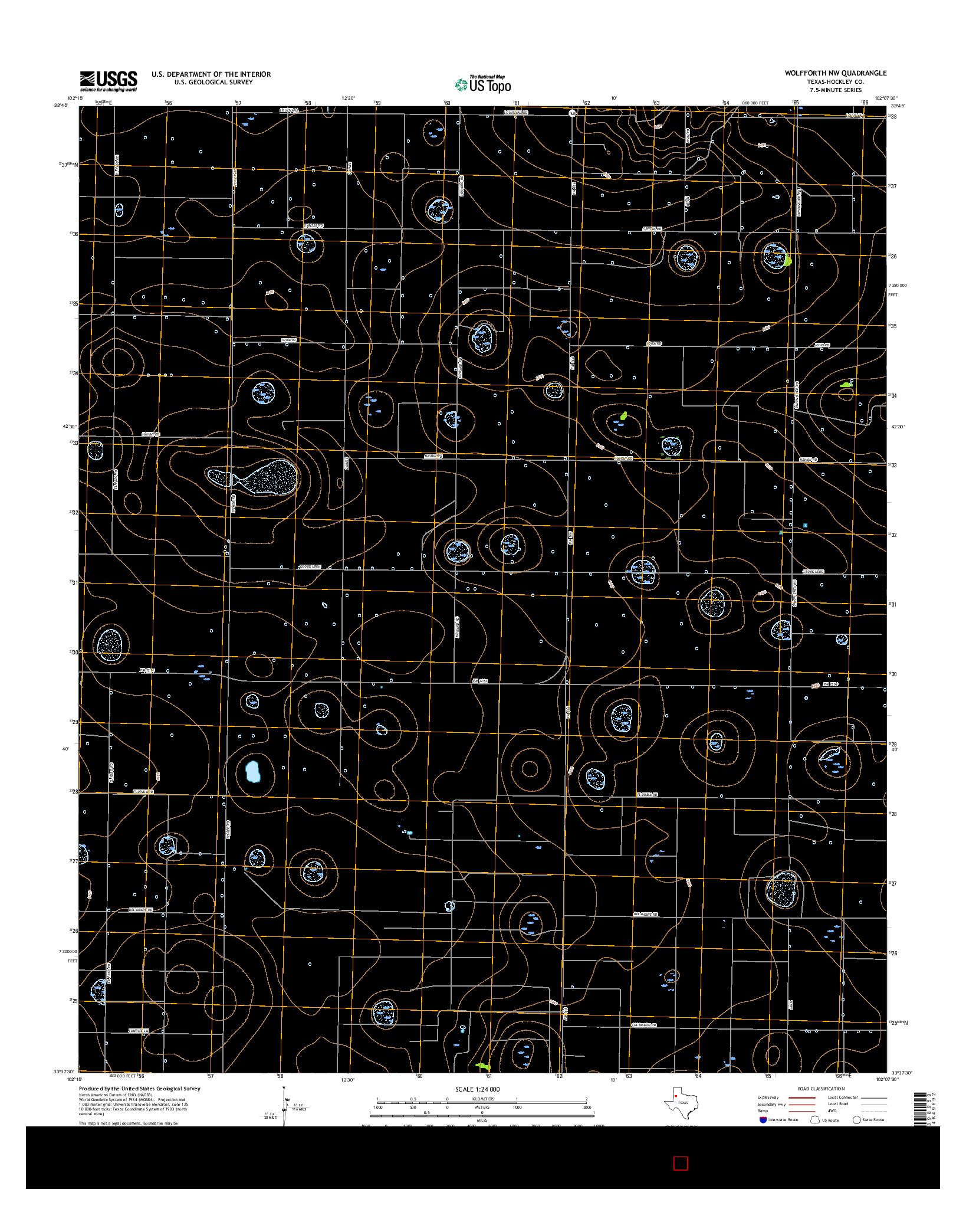 USGS US TOPO 7.5-MINUTE MAP FOR WOLFFORTH NW, TX 2016