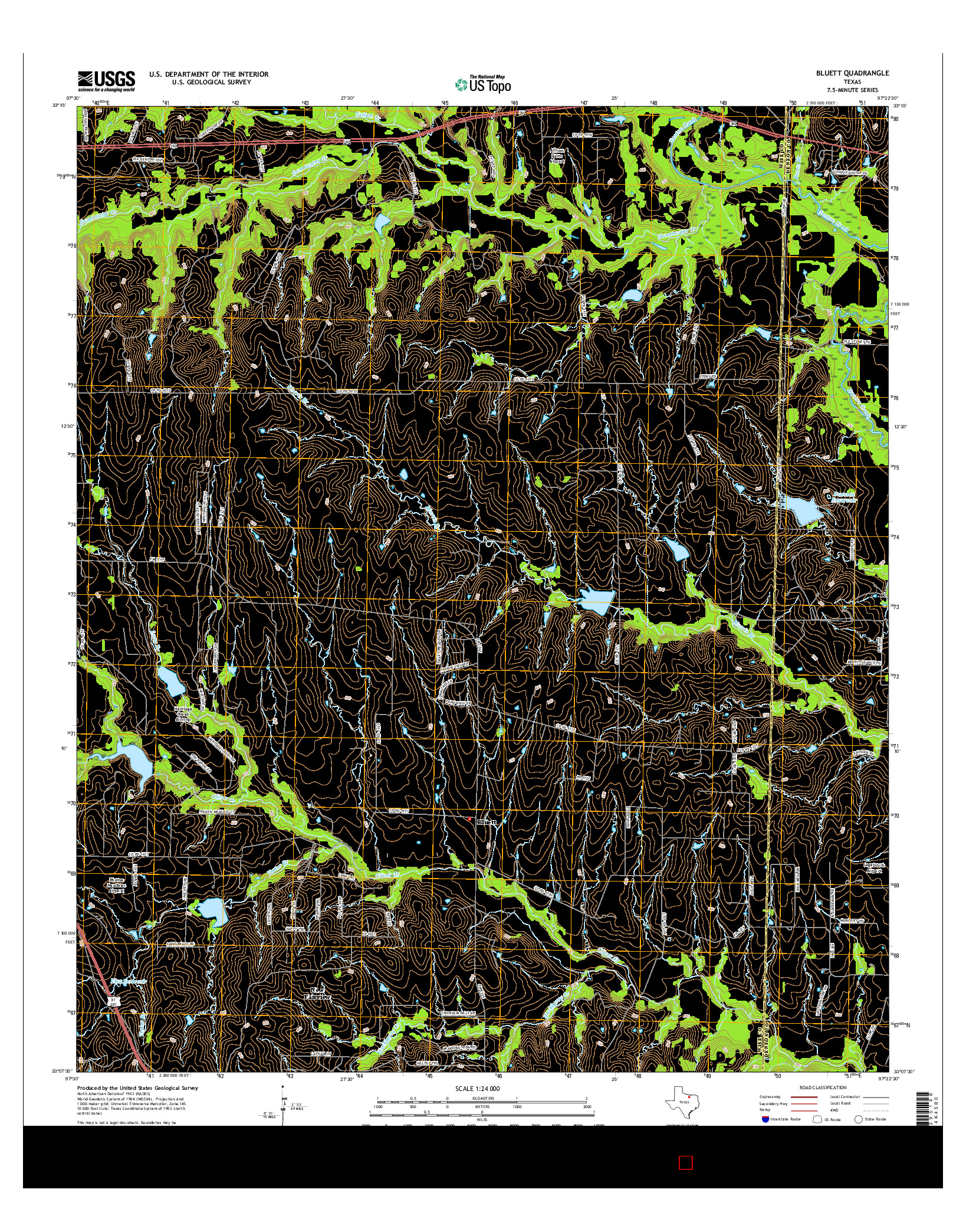USGS US TOPO 7.5-MINUTE MAP FOR BLUETT, TX 2016