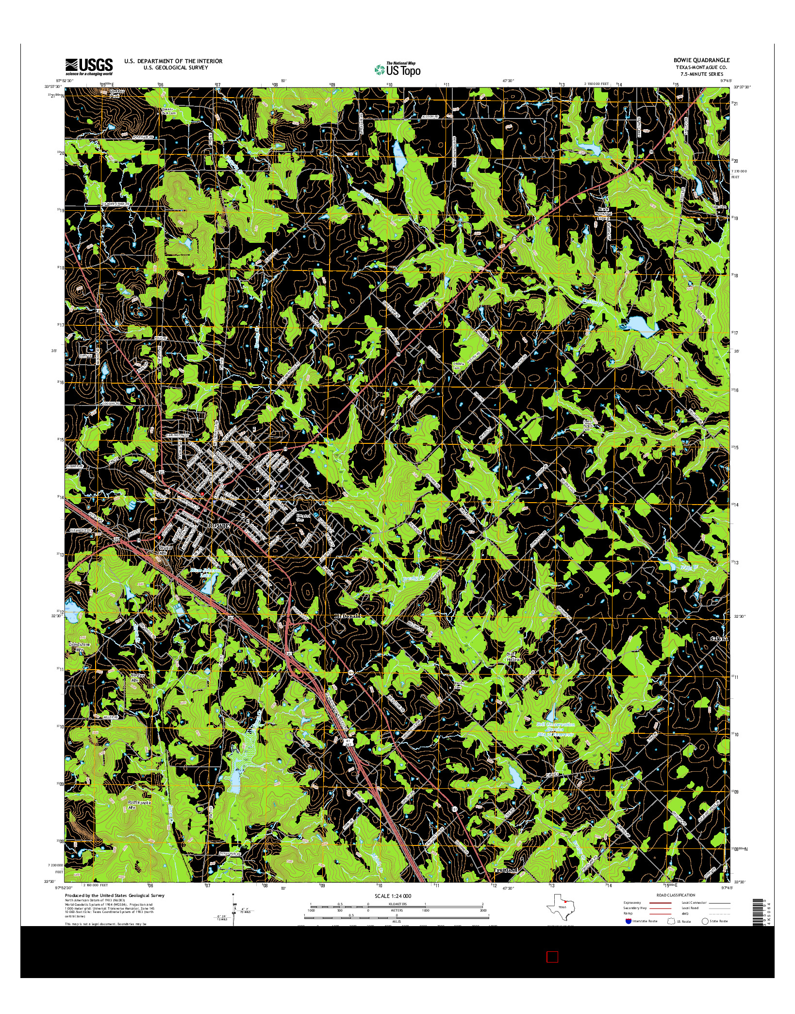 USGS US TOPO 7.5-MINUTE MAP FOR BOWIE, TX 2016