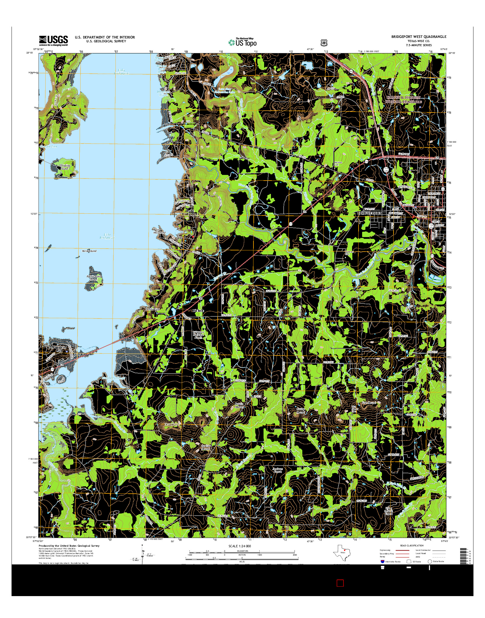 USGS US TOPO 7.5-MINUTE MAP FOR BRIDGEPORT WEST, TX 2016