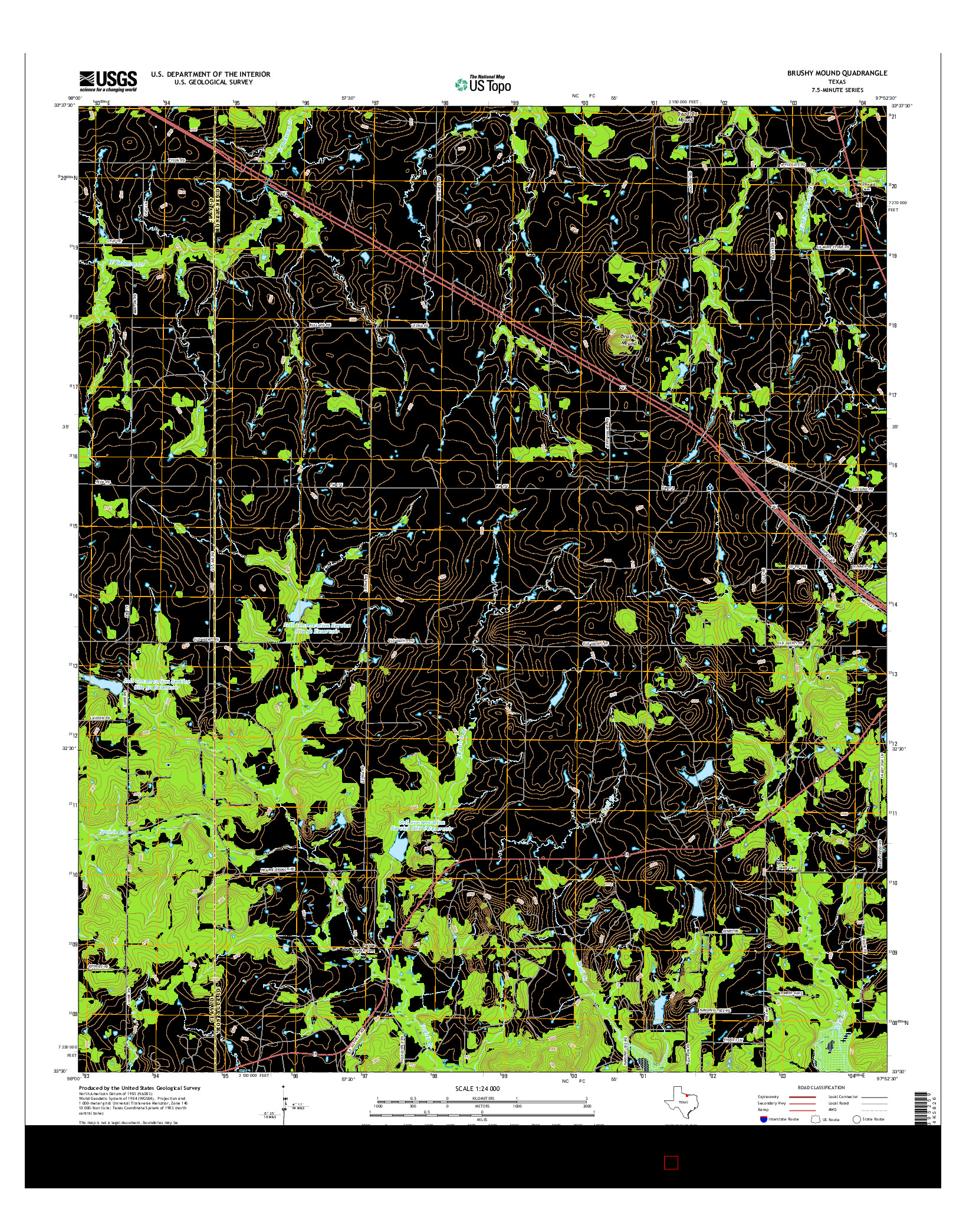 USGS US TOPO 7.5-MINUTE MAP FOR BRUSHY MOUND, TX 2016