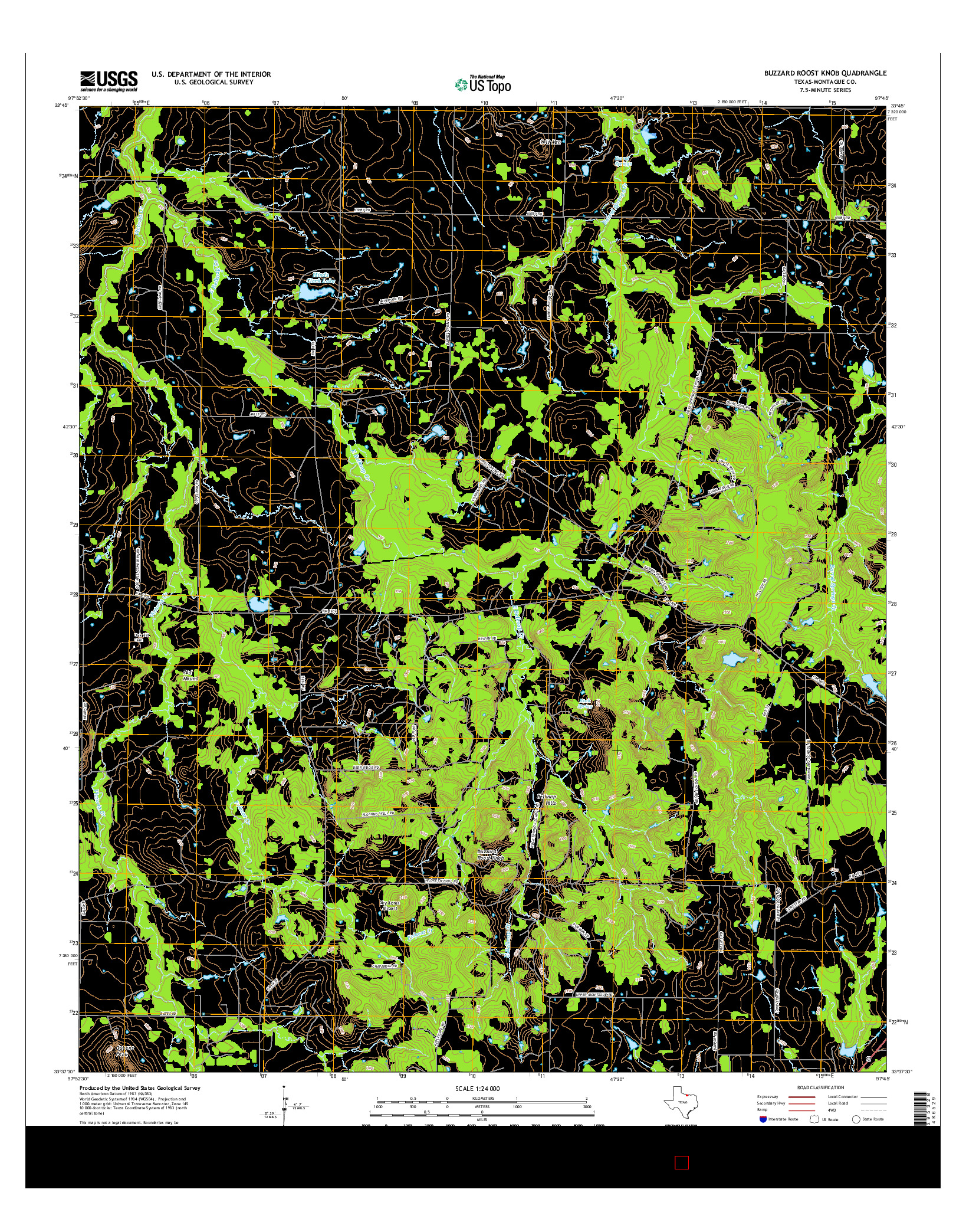 USGS US TOPO 7.5-MINUTE MAP FOR BUZZARD ROOST KNOB, TX 2016