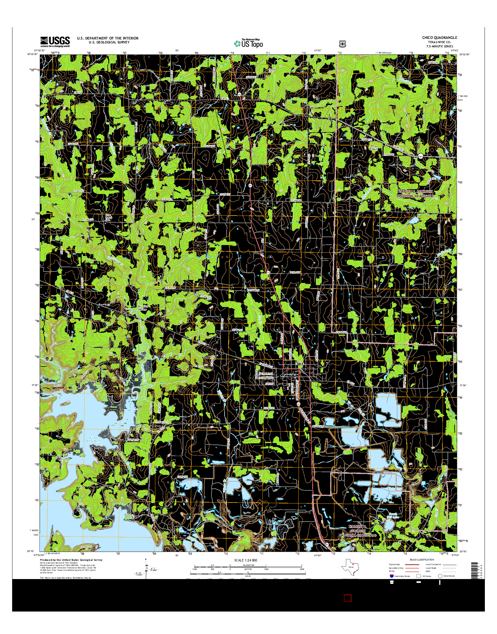 USGS US TOPO 7.5-MINUTE MAP FOR CHICO, TX 2016