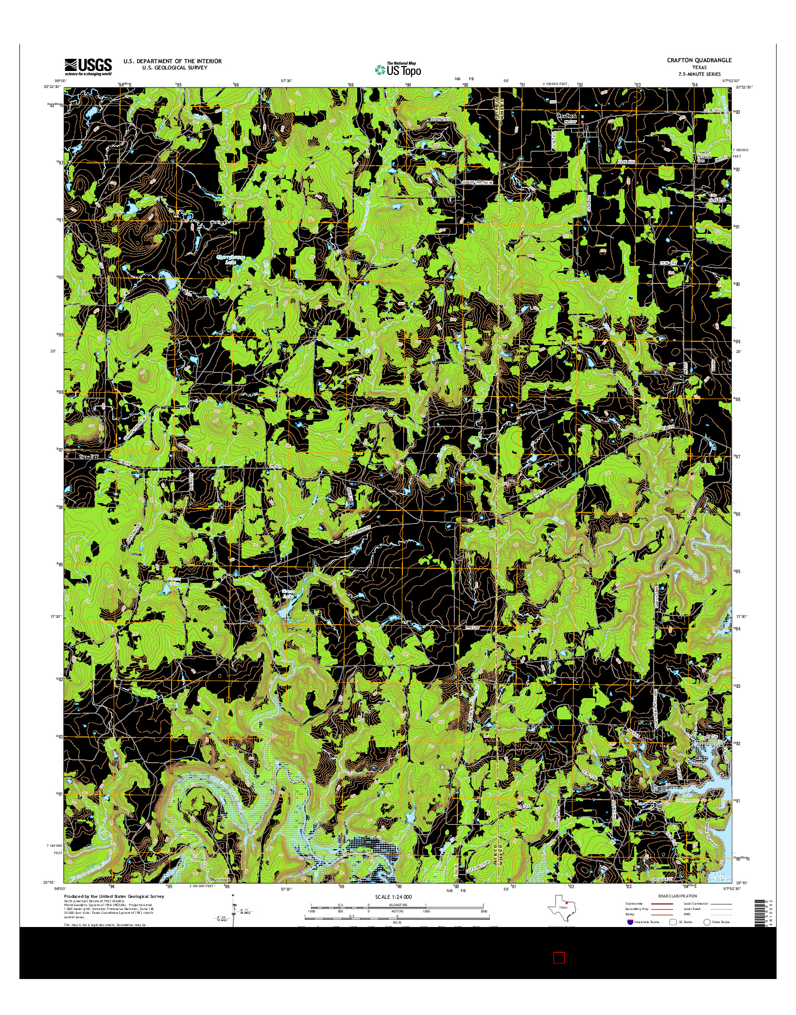 USGS US TOPO 7.5-MINUTE MAP FOR CRAFTON, TX 2016