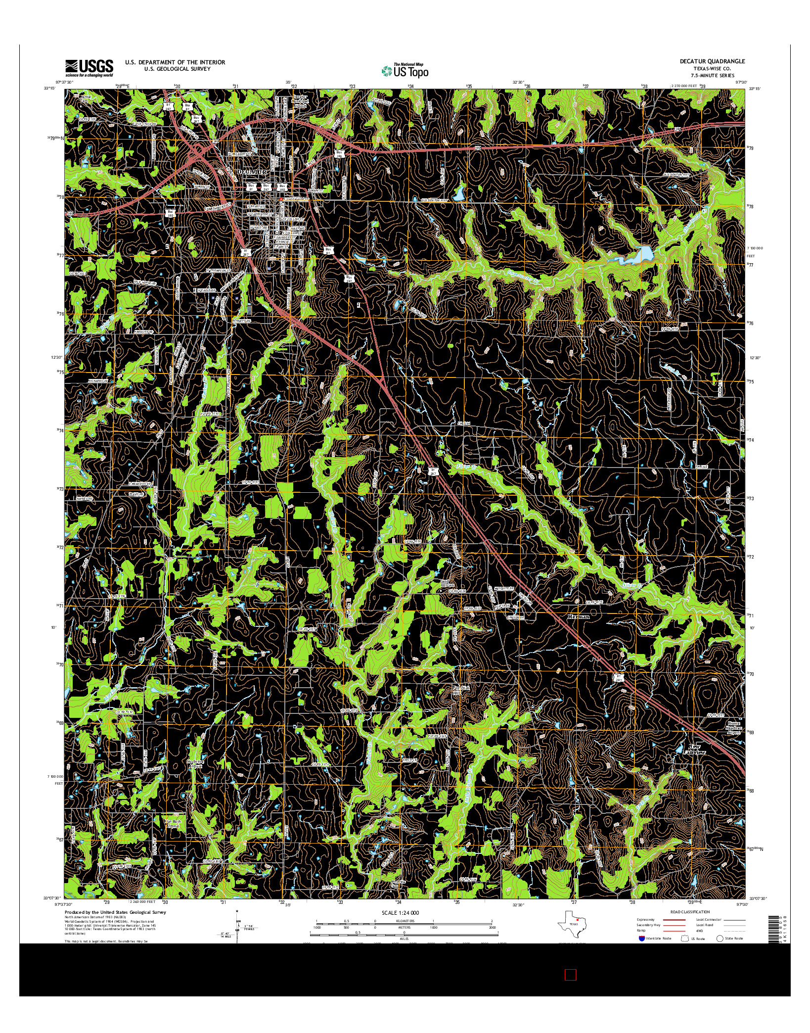 USGS US TOPO 7.5-MINUTE MAP FOR DECATUR, TX 2016