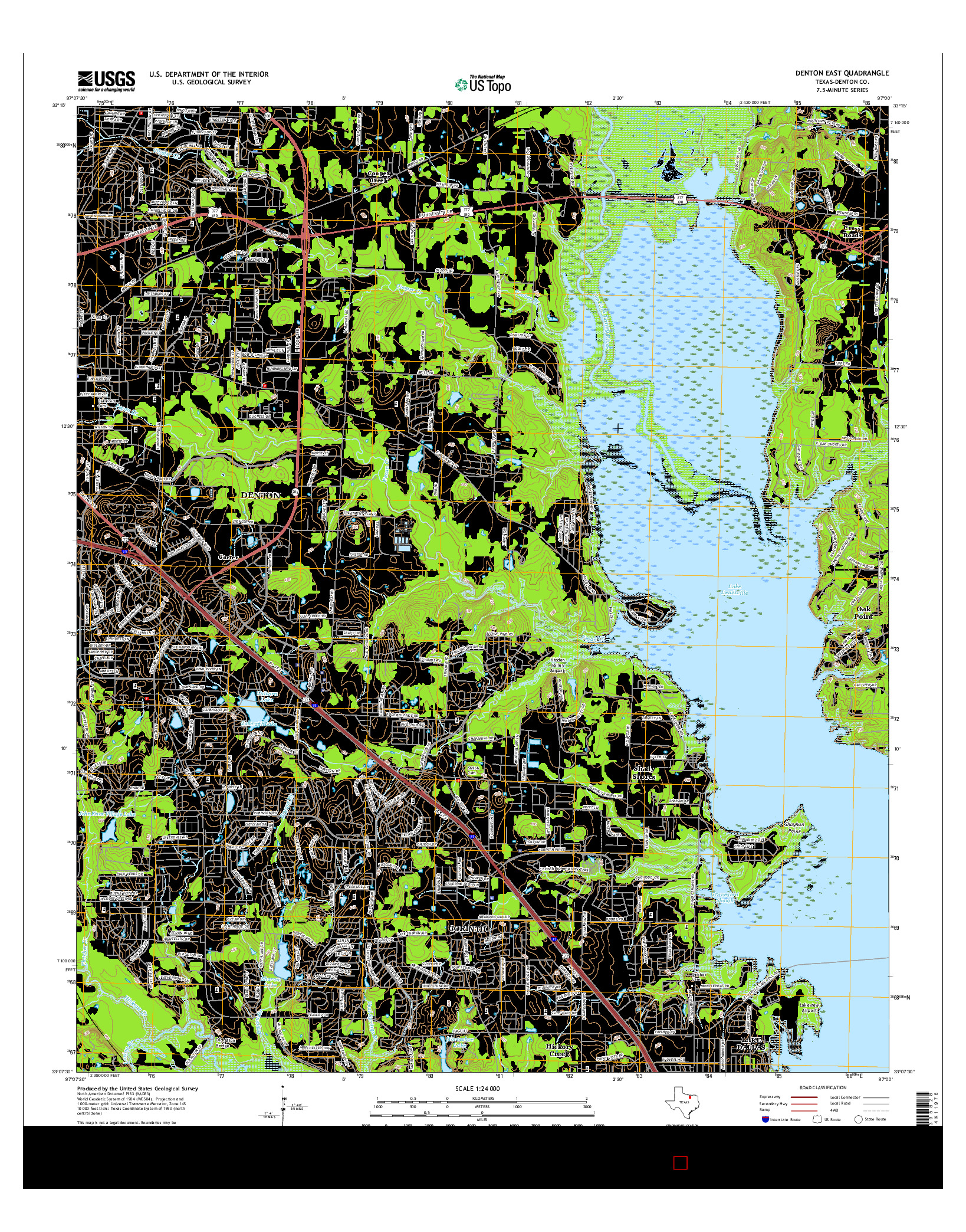 USGS US TOPO 7.5-MINUTE MAP FOR DENTON EAST, TX 2016