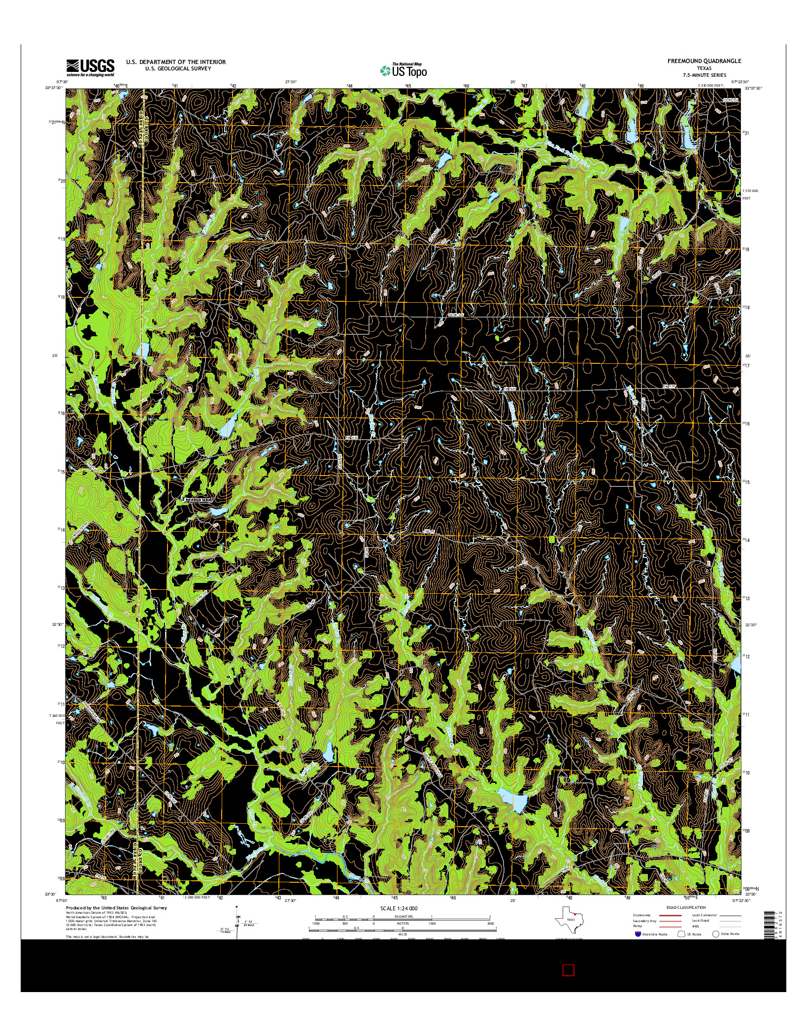 USGS US TOPO 7.5-MINUTE MAP FOR FREEMOUND, TX 2016