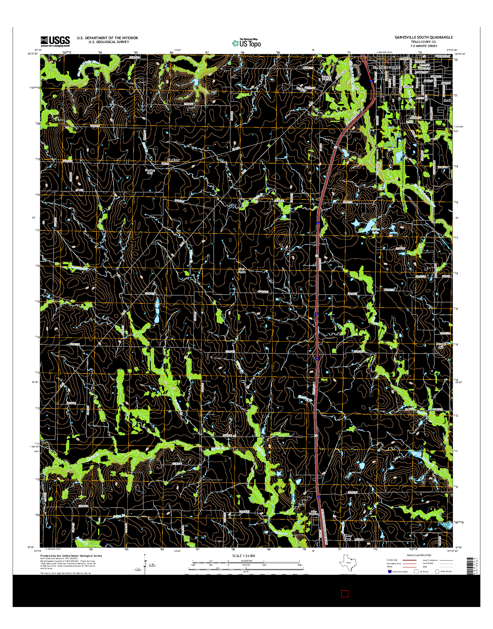 USGS US TOPO 7.5-MINUTE MAP FOR GAINESVILLE SOUTH, TX 2016