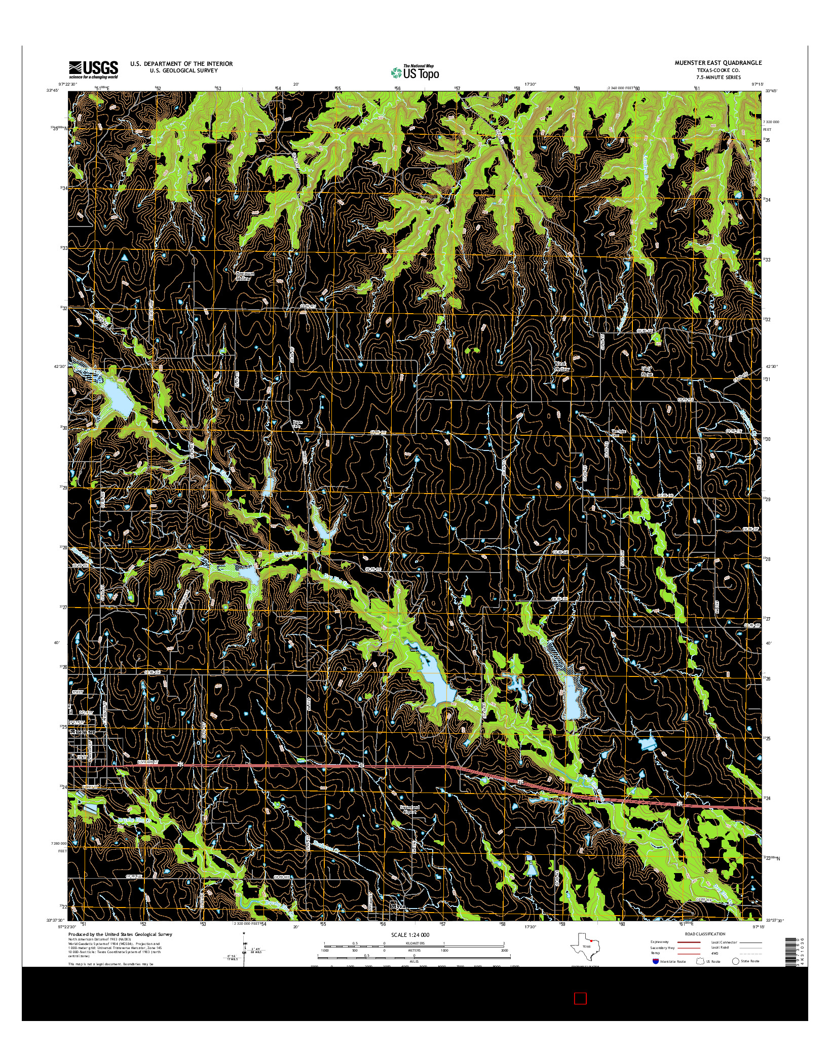 USGS US TOPO 7.5-MINUTE MAP FOR MUENSTER EAST, TX 2016