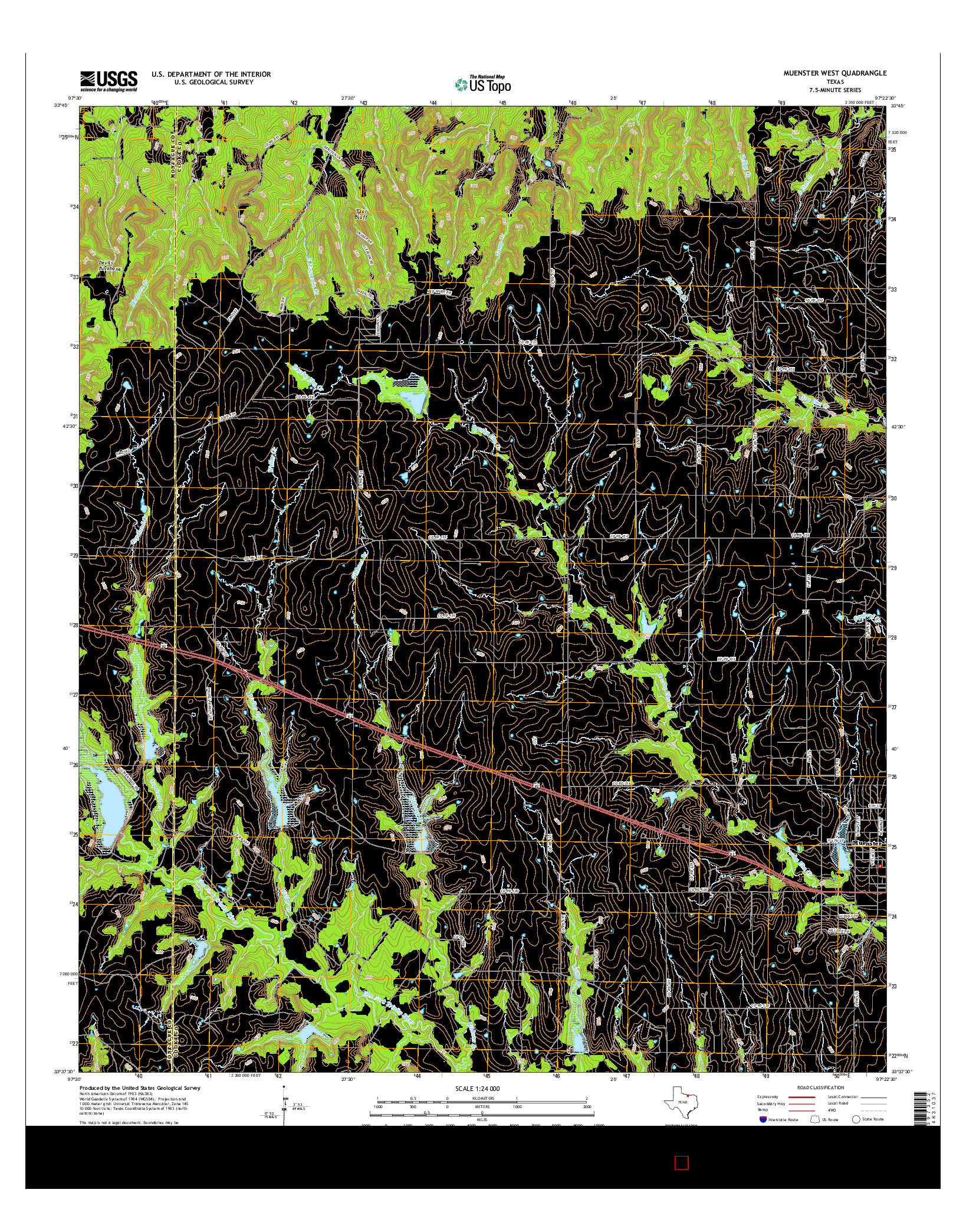 USGS US TOPO 7.5-MINUTE MAP FOR MUENSTER WEST, TX 2016