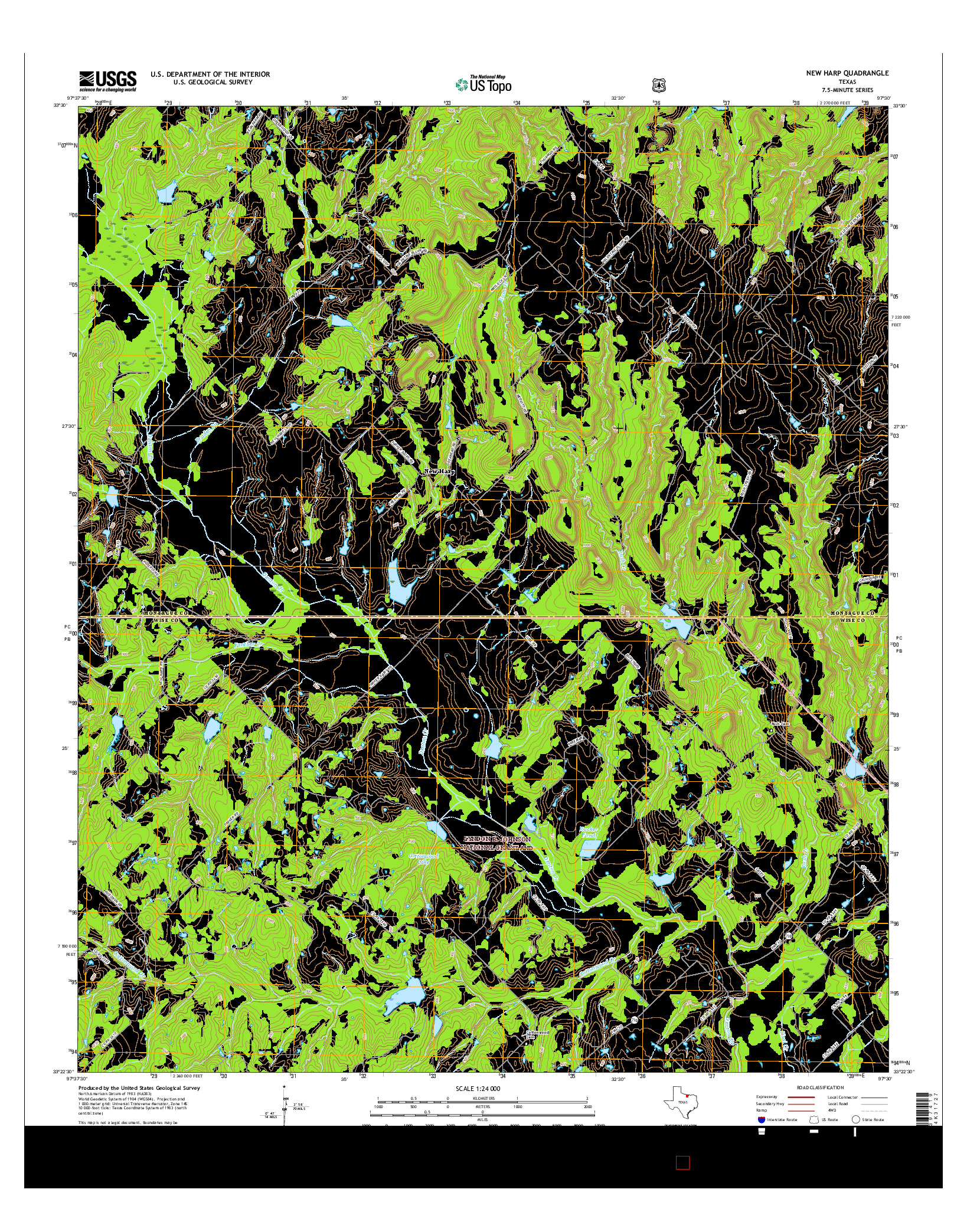 USGS US TOPO 7.5-MINUTE MAP FOR NEW HARP, TX 2016