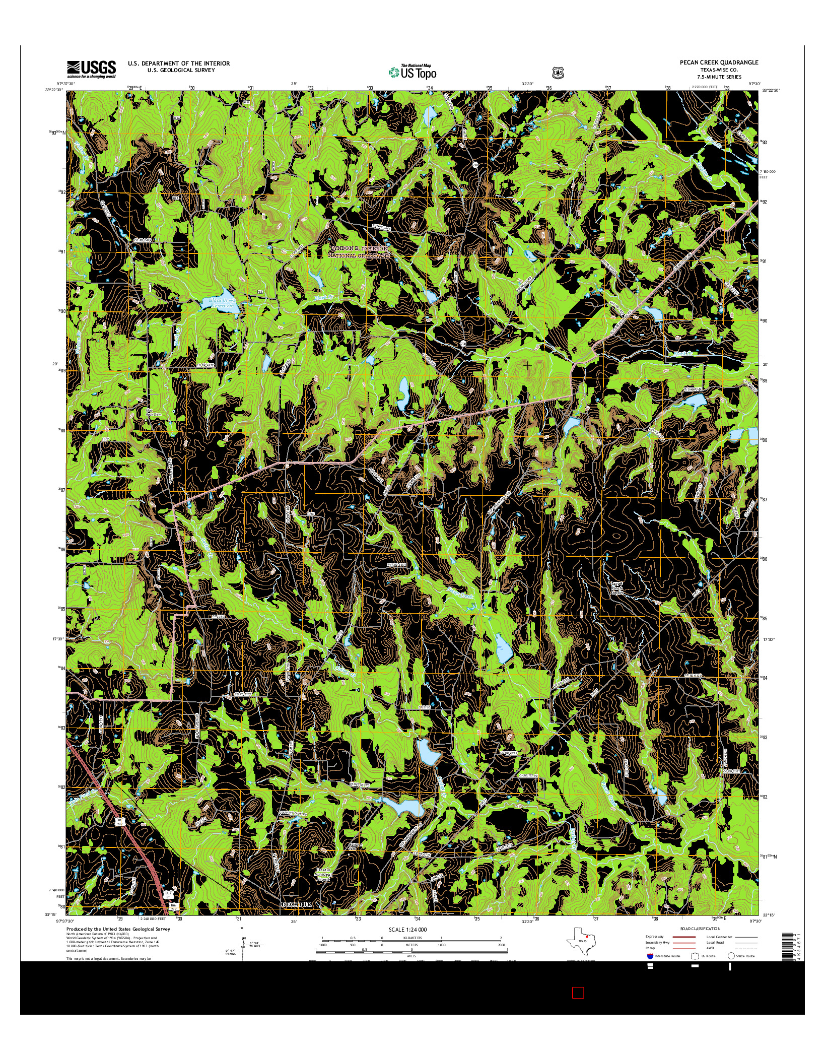 USGS US TOPO 7.5-MINUTE MAP FOR PECAN CREEK, TX 2016