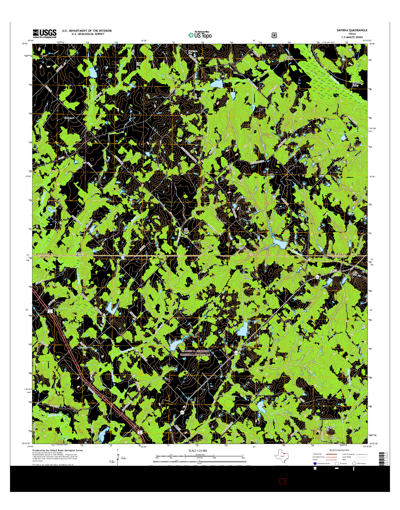 USGS US TOPO 7.5-MINUTE MAP FOR SMYRNA, TX 2016