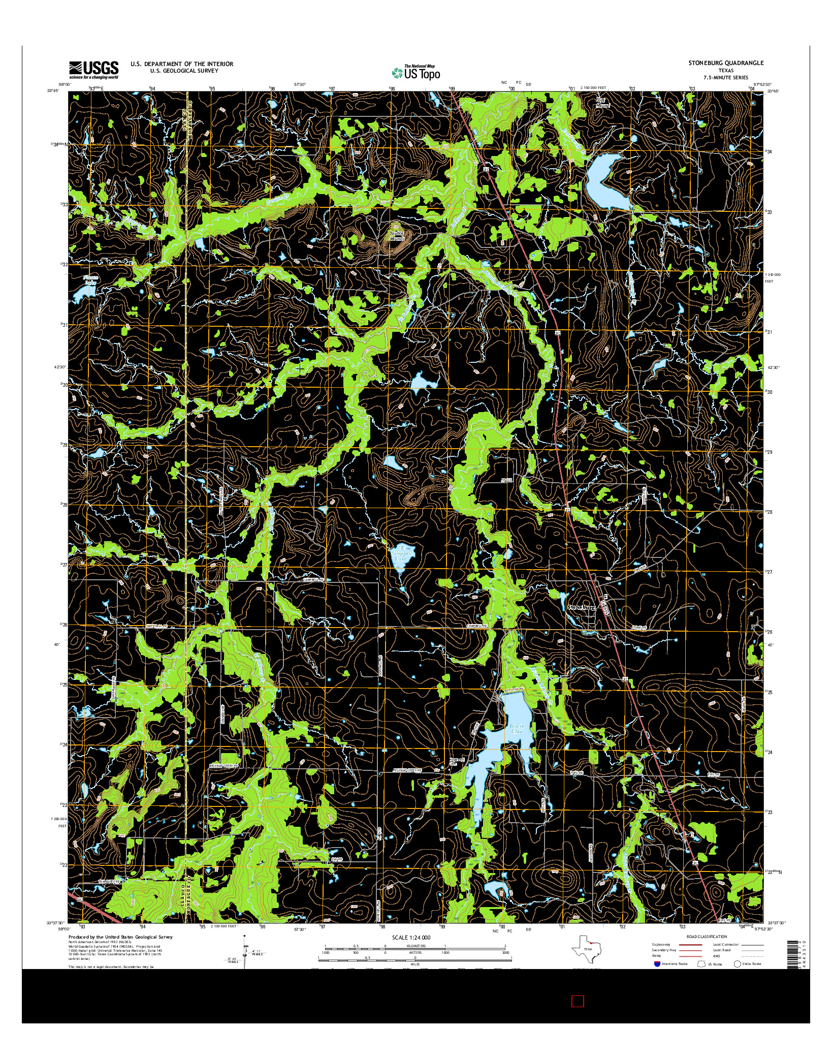 USGS US TOPO 7.5-MINUTE MAP FOR STONEBURG, TX 2016