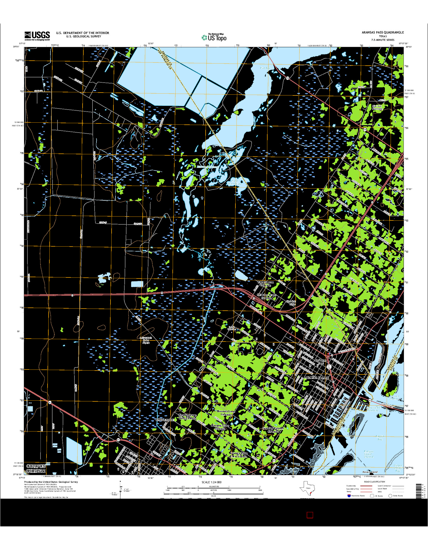 USGS US TOPO 7.5-MINUTE MAP FOR ARANSAS PASS, TX 2016
