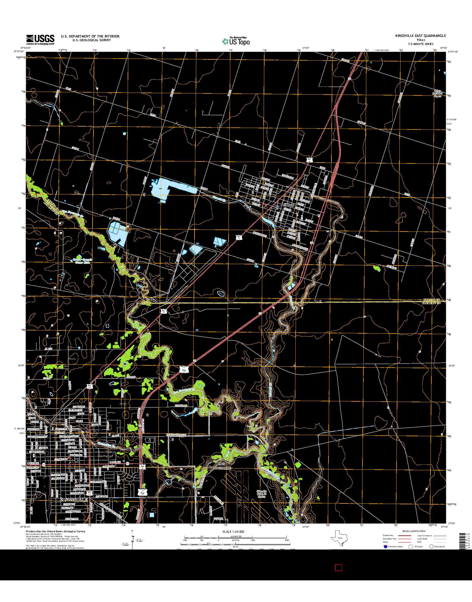 USGS US TOPO 7.5-MINUTE MAP FOR KINGSVILLE EAST, TX 2016