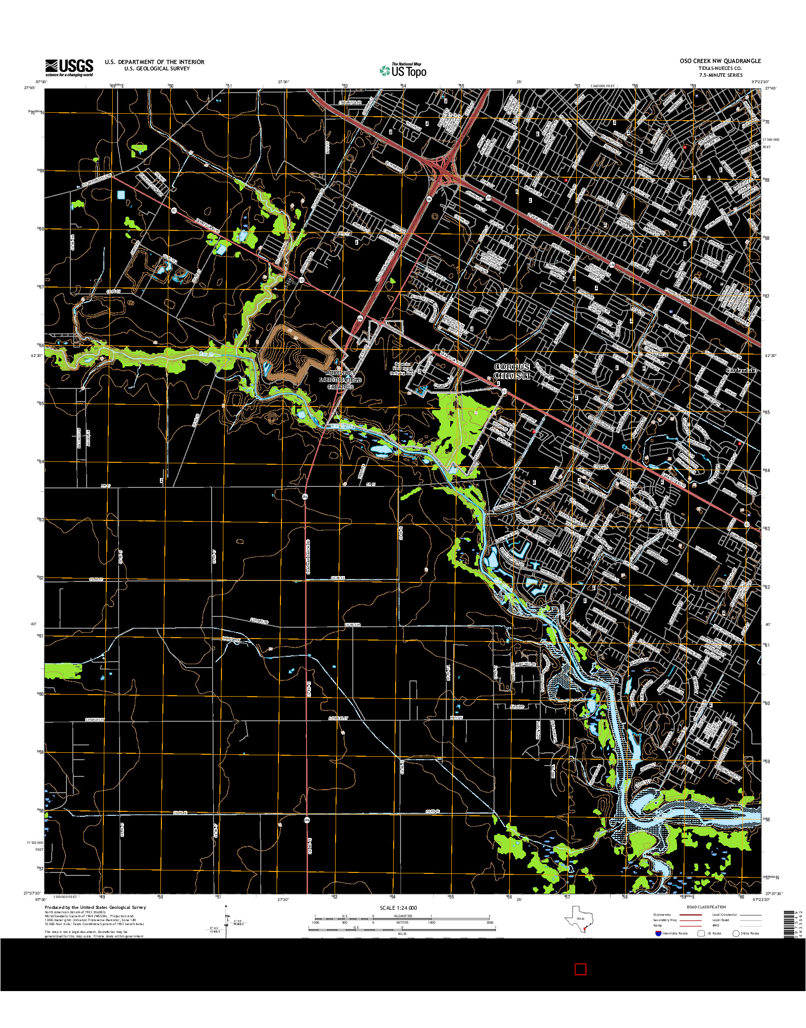 USGS US TOPO 7.5-MINUTE MAP FOR OSO CREEK NW, TX 2016