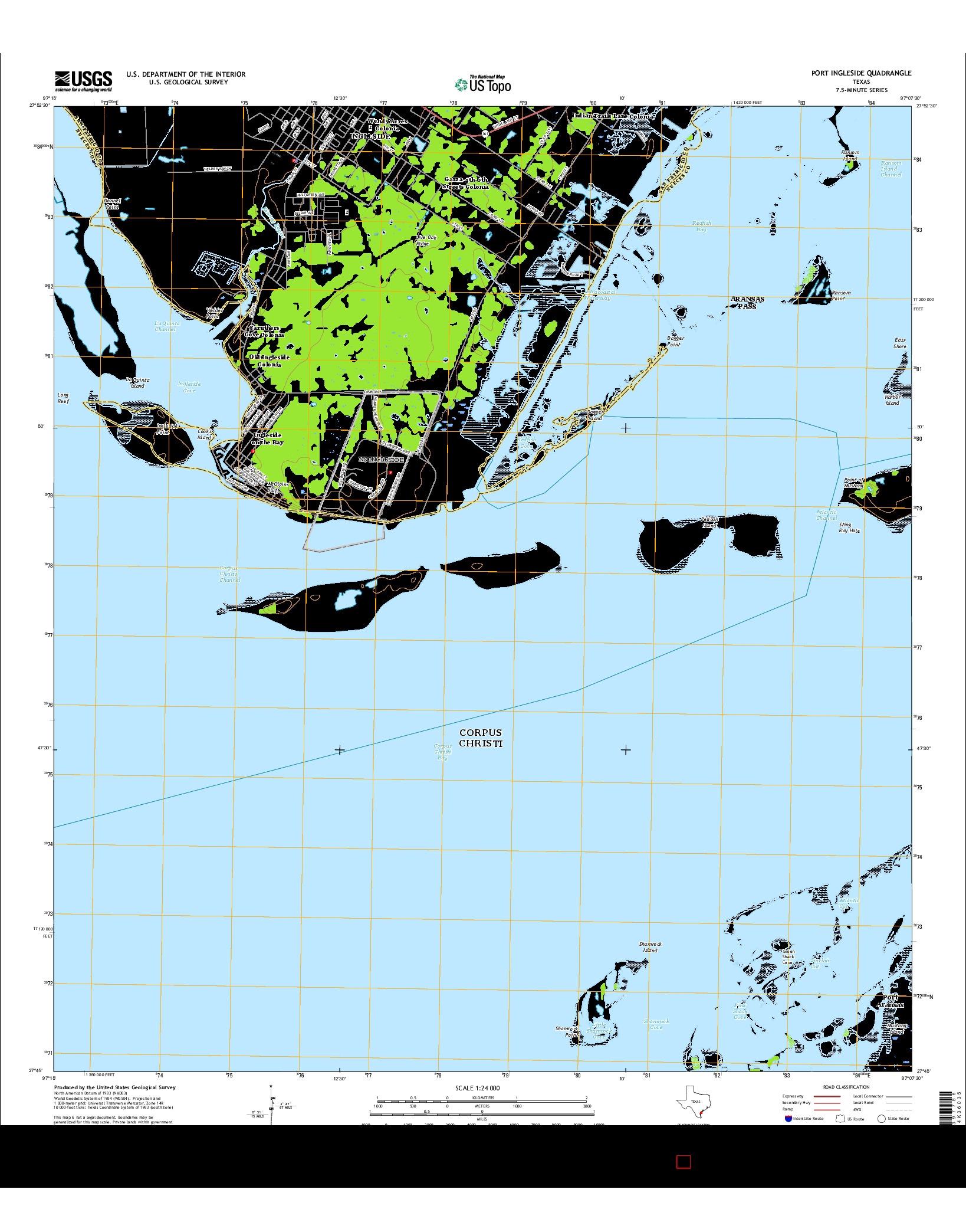 USGS US TOPO 7.5-MINUTE MAP FOR PORT INGLESIDE, TX 2016