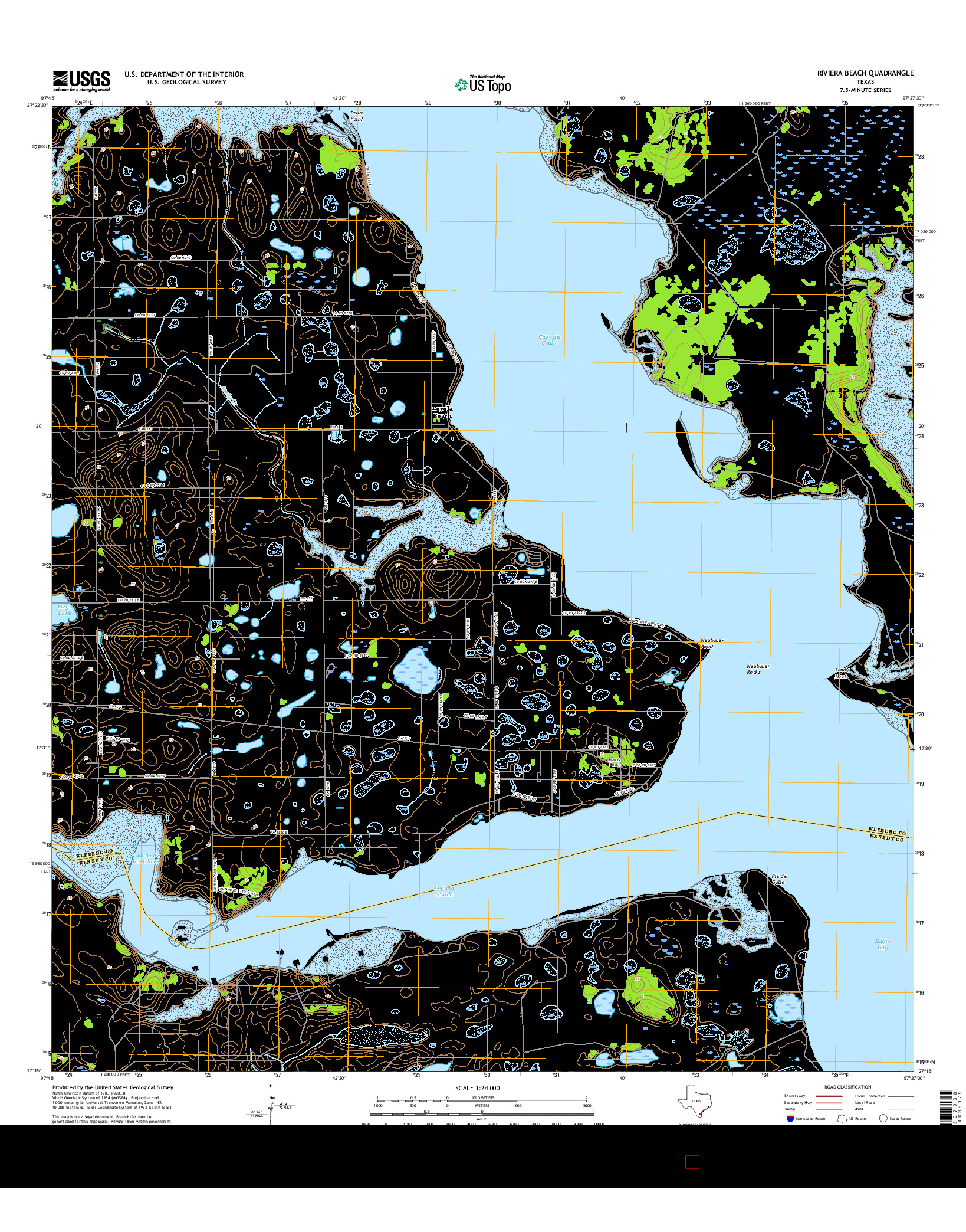 USGS US TOPO 7.5-MINUTE MAP FOR RIVIERA BEACH, TX 2016