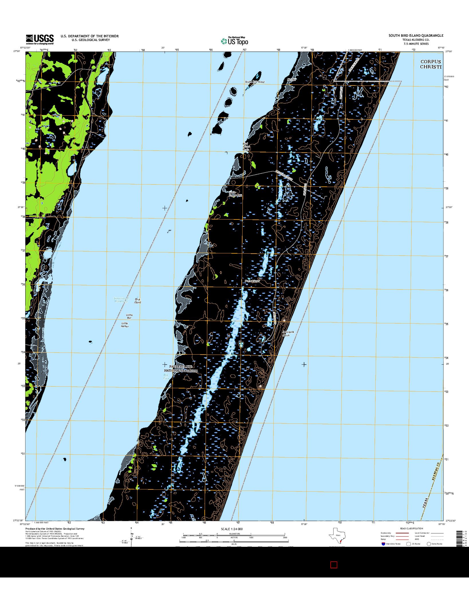 USGS US TOPO 7.5-MINUTE MAP FOR SOUTH BIRD ISLAND, TX 2016