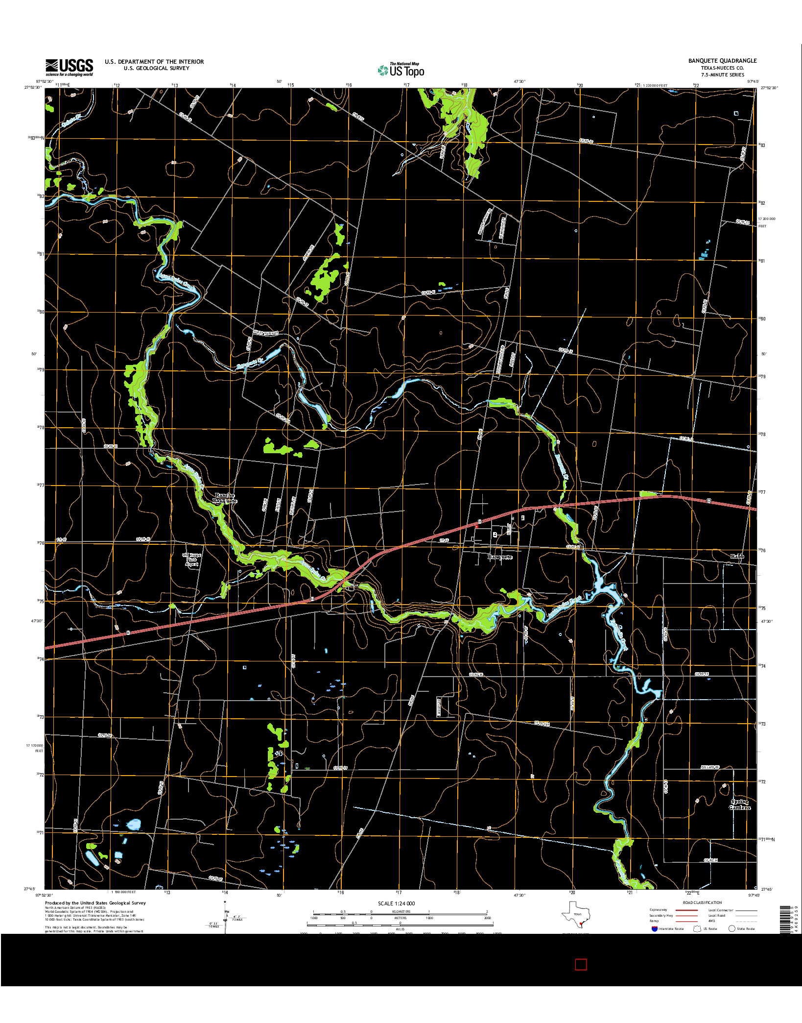 USGS US TOPO 7.5-MINUTE MAP FOR BANQUETE, TX 2016