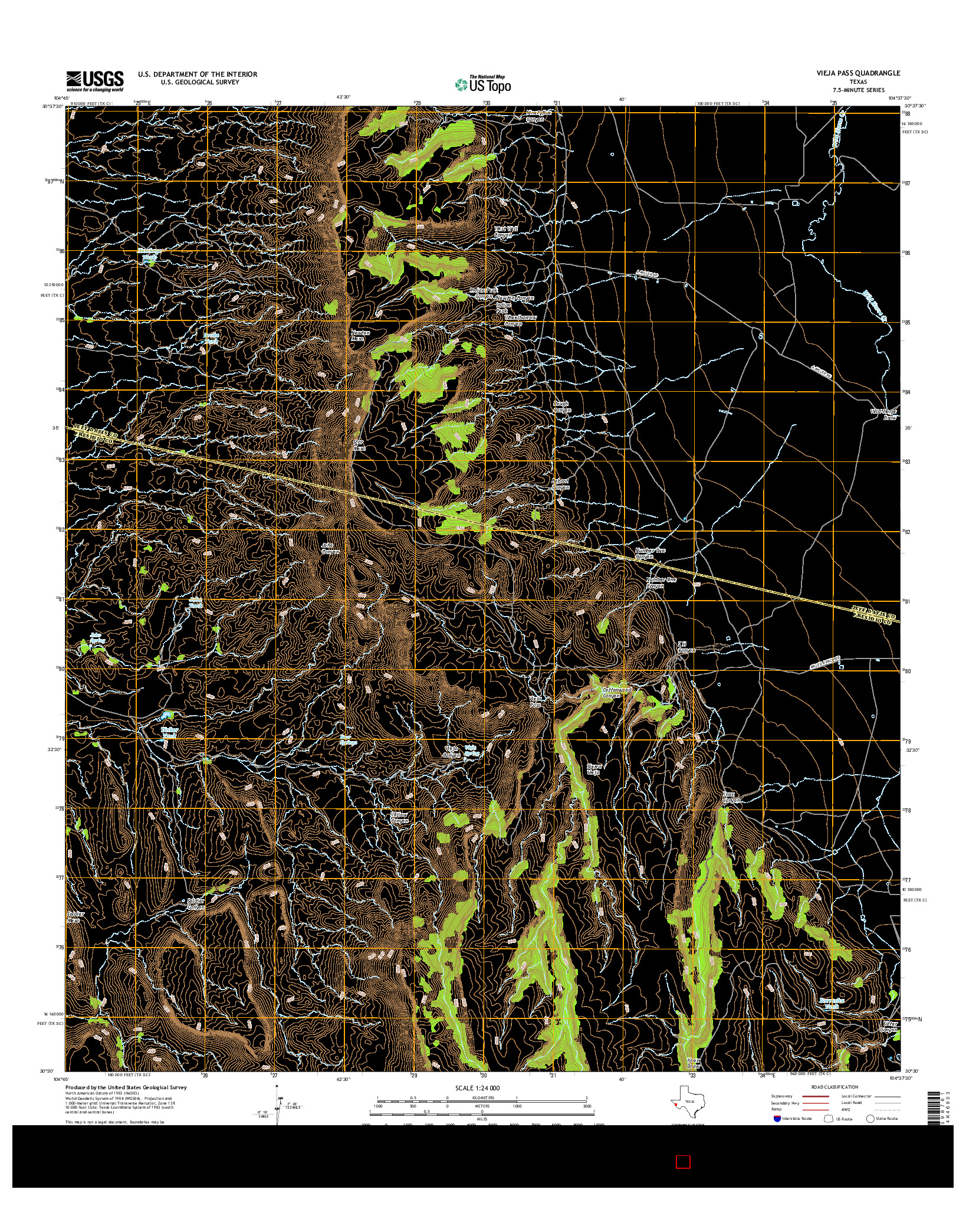 USGS US TOPO 7.5-MINUTE MAP FOR VIEJA PASS, TX 2016