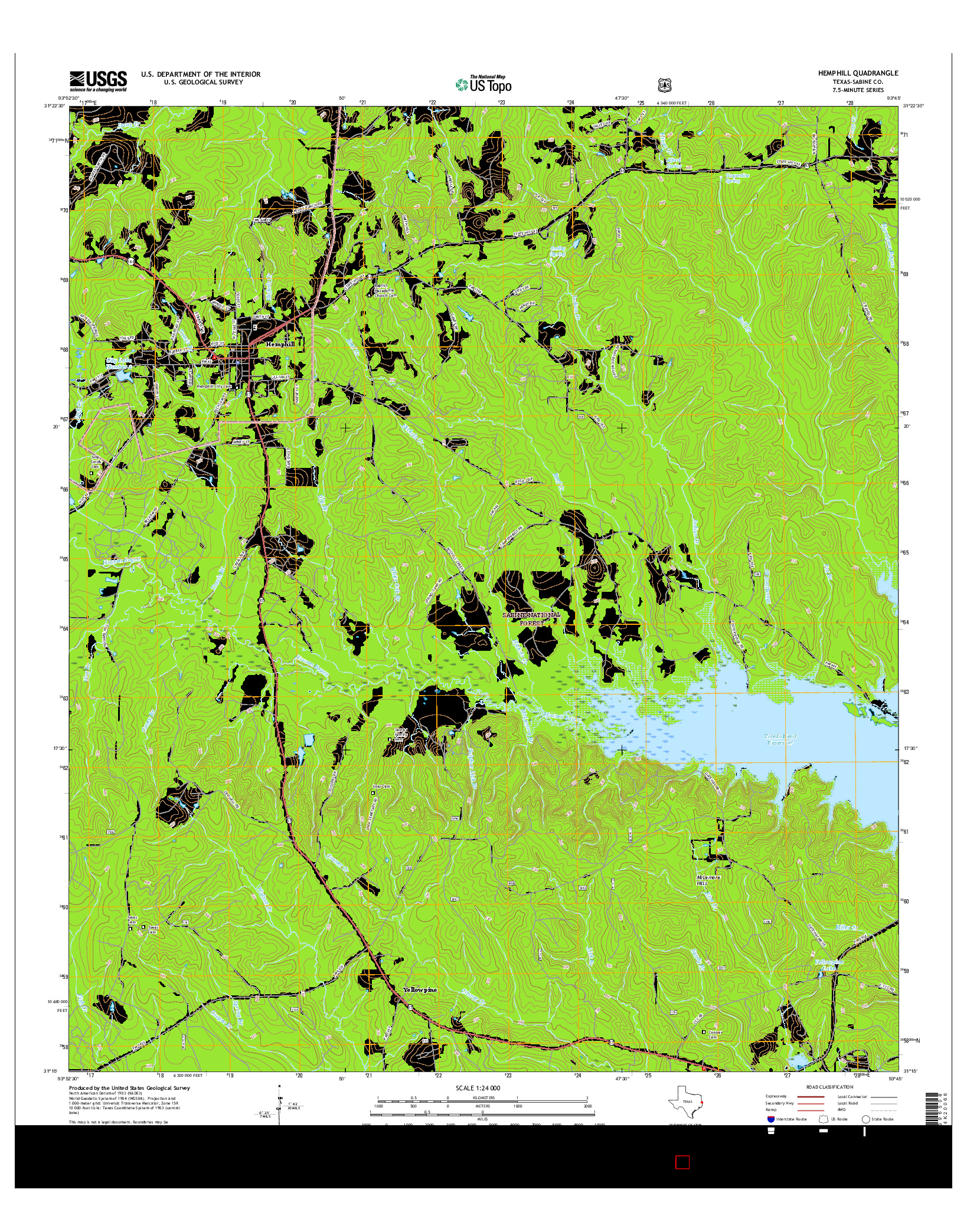 USGS US TOPO 7.5-MINUTE MAP FOR HEMPHILL, TX 2016