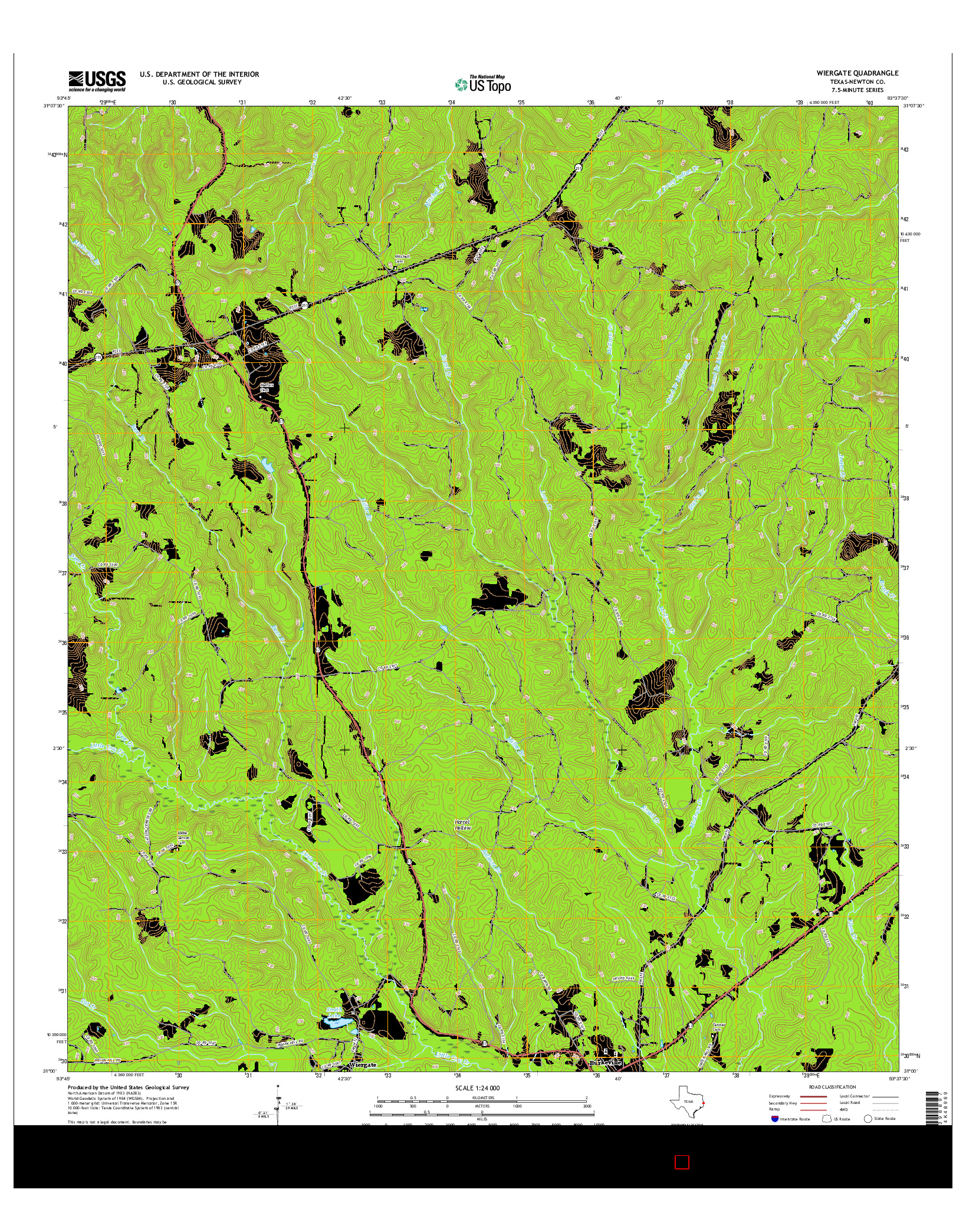 USGS US TOPO 7.5-MINUTE MAP FOR WIERGATE, TX 2016