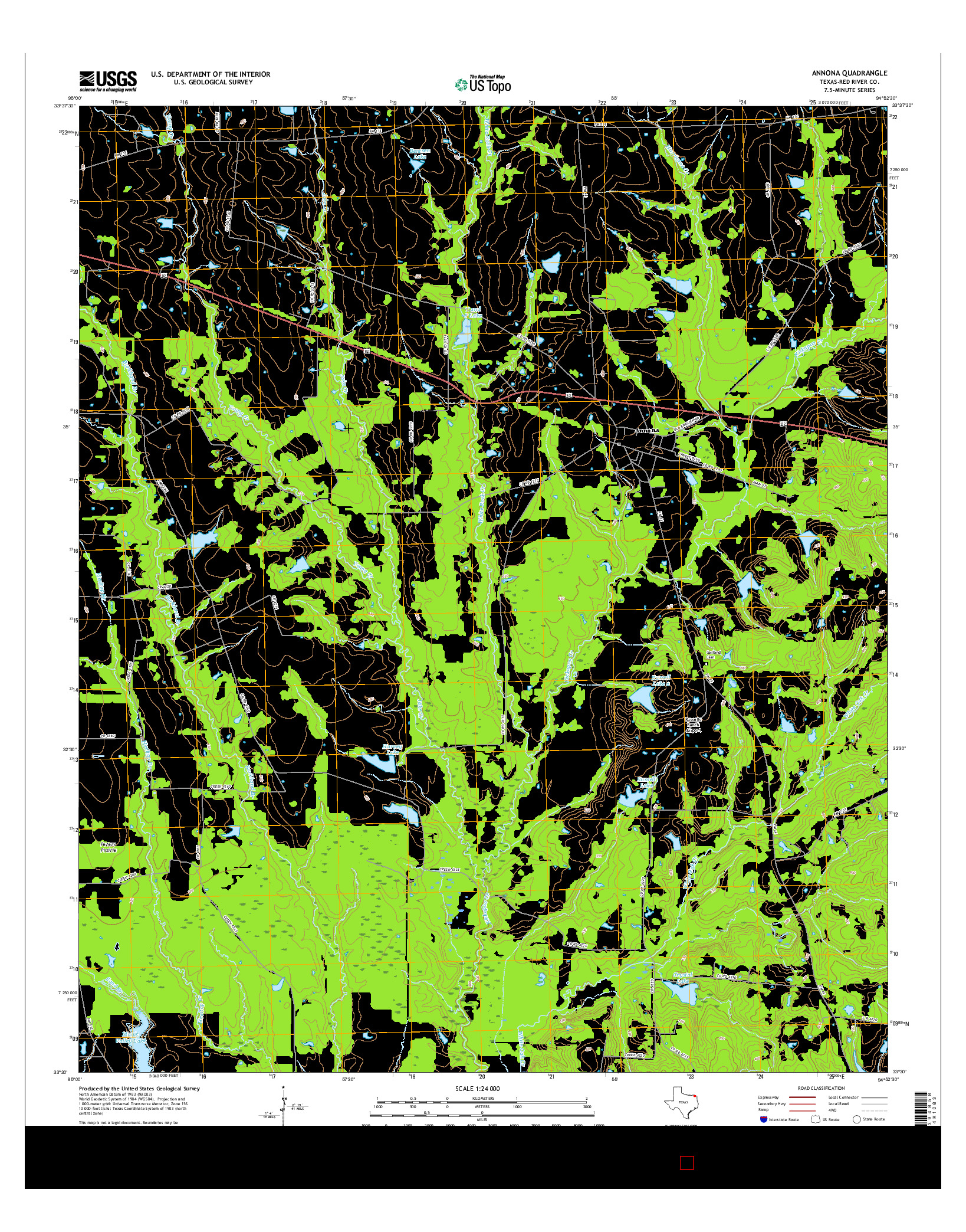 USGS US TOPO 7.5-MINUTE MAP FOR ANNONA, TX 2016