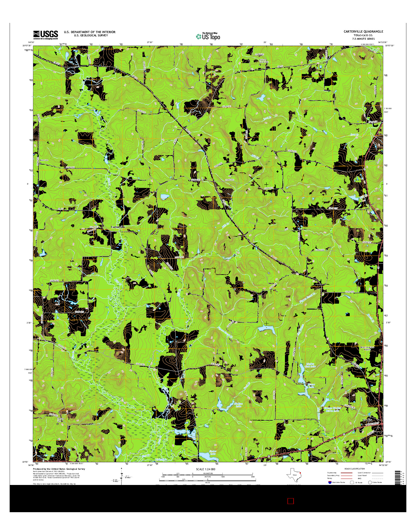 USGS US TOPO 7.5-MINUTE MAP FOR CARTERVILLE, TX 2016