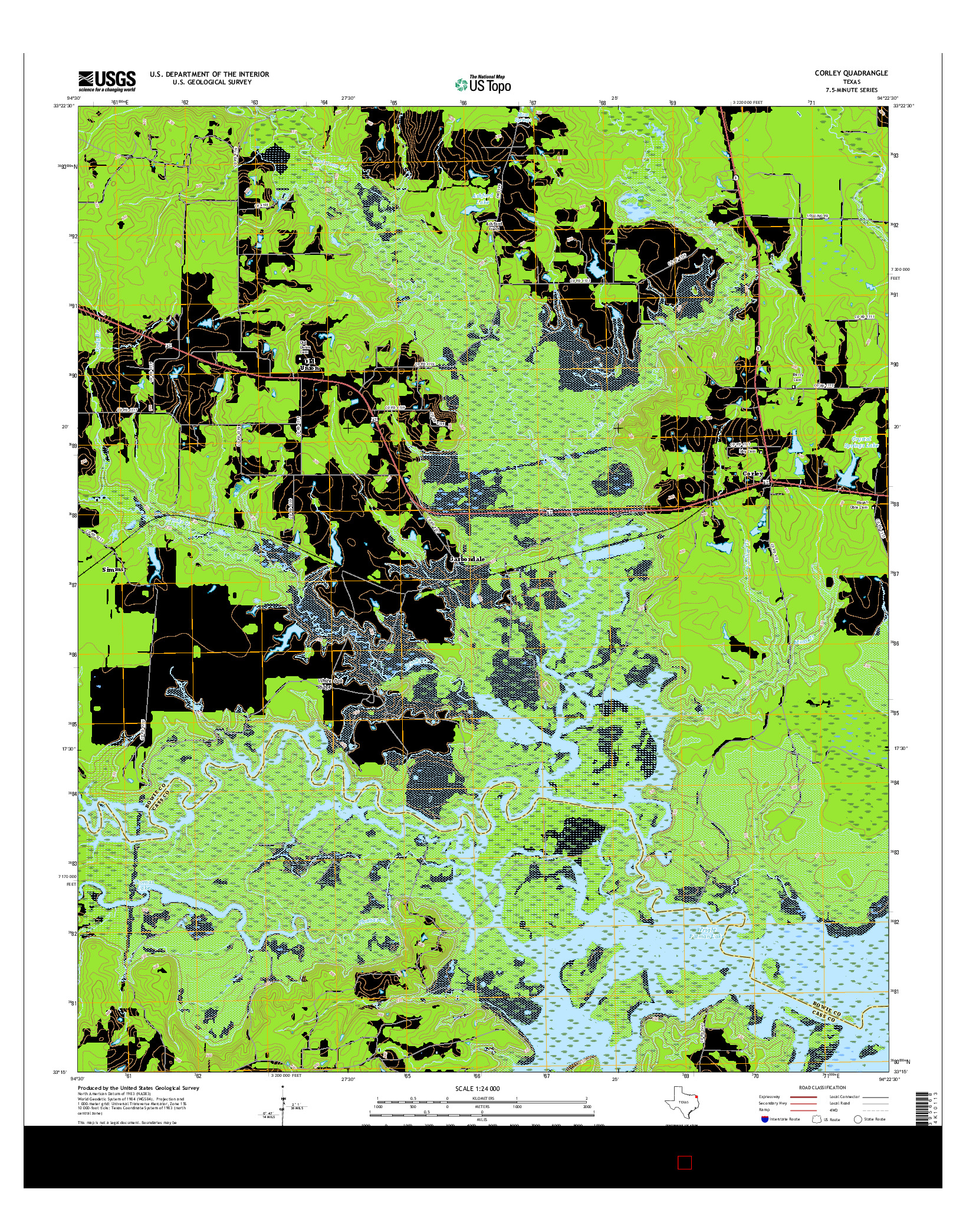 USGS US TOPO 7.5-MINUTE MAP FOR CORLEY, TX 2016