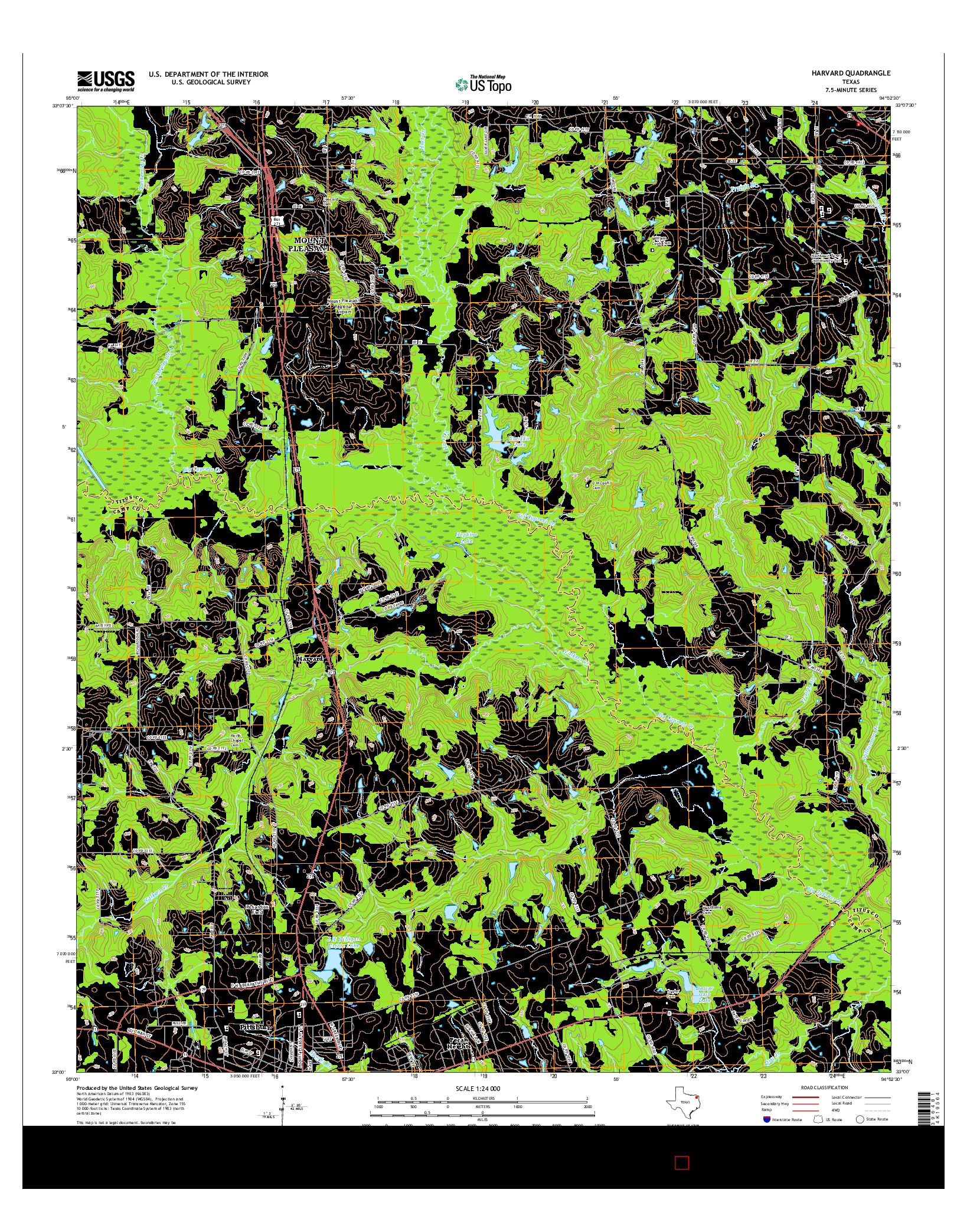USGS US TOPO 7.5-MINUTE MAP FOR HARVARD, TX 2016