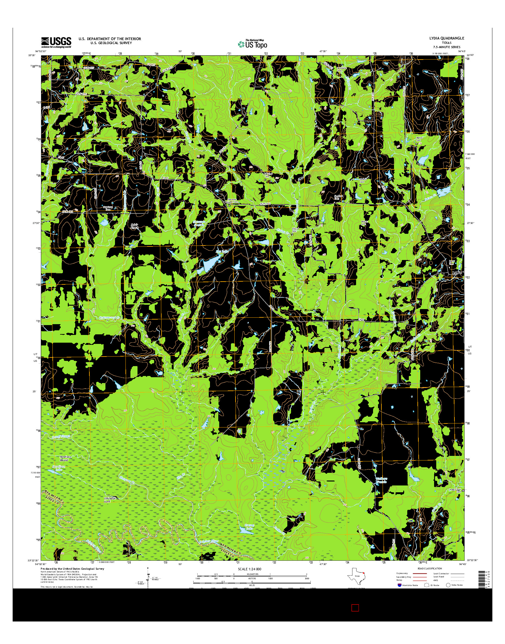 USGS US TOPO 7.5-MINUTE MAP FOR LYDIA, TX 2016