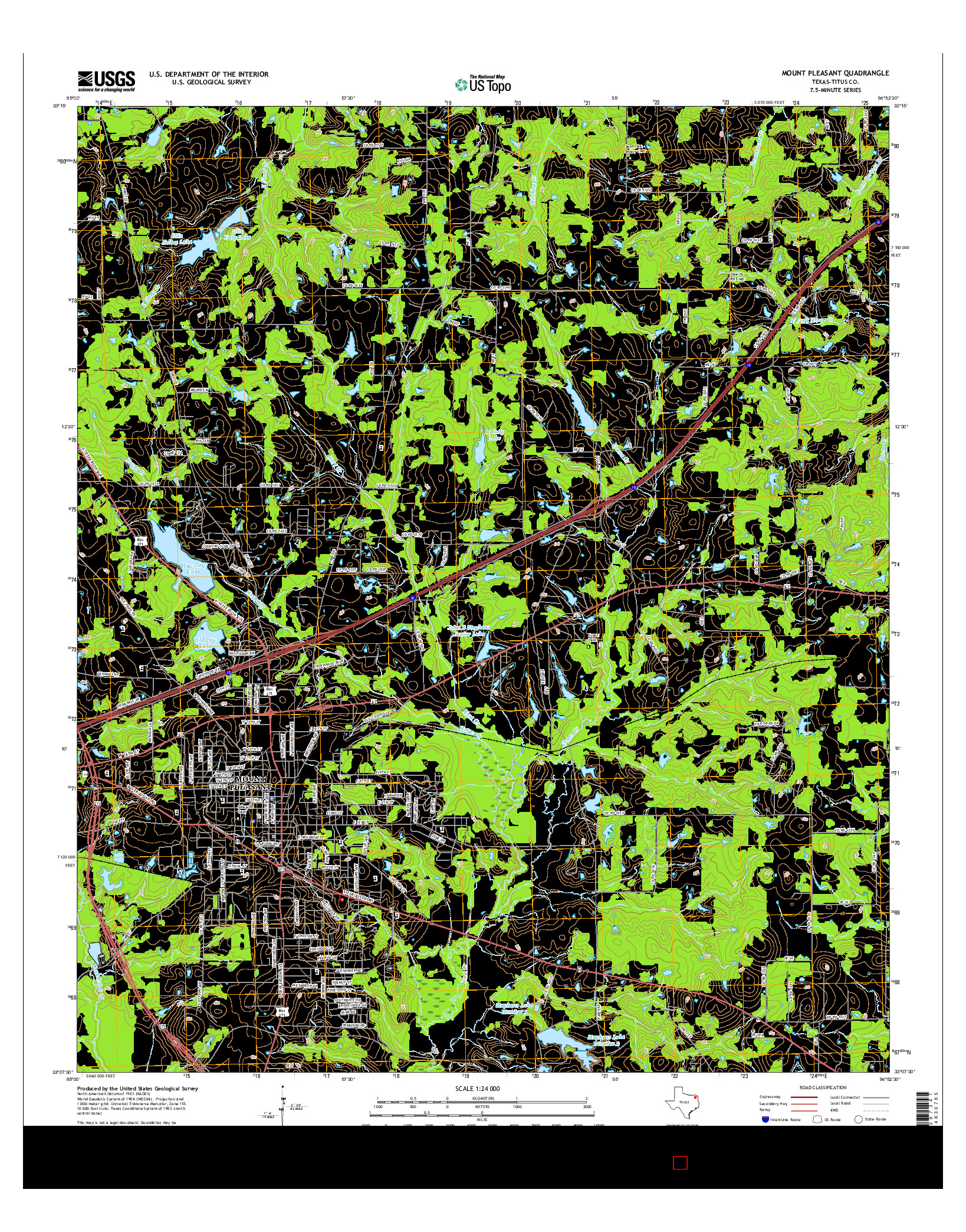 USGS US TOPO 7.5-MINUTE MAP FOR MOUNT PLEASANT, TX 2016