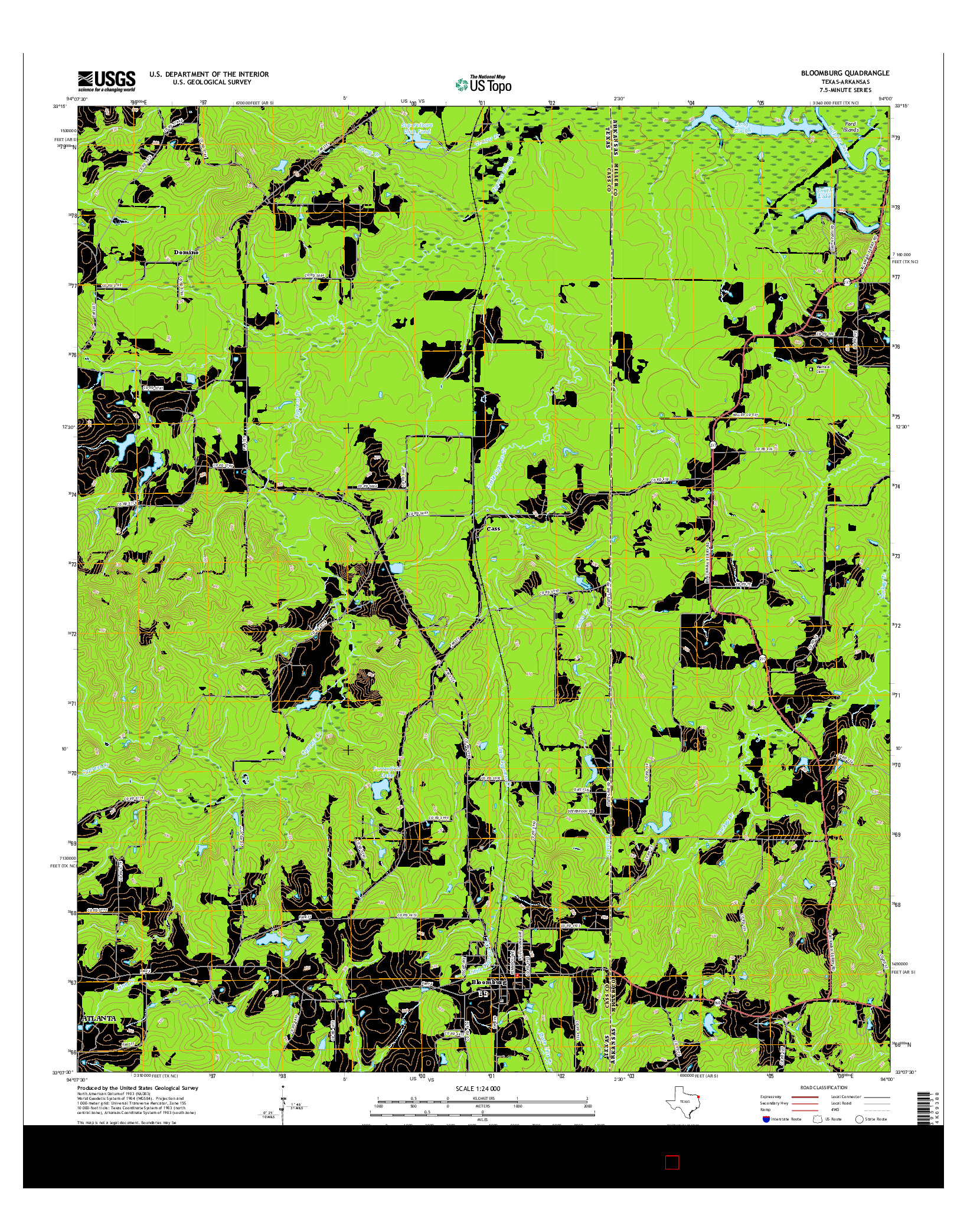 USGS US TOPO 7.5-MINUTE MAP FOR BLOOMBURG, TX-AR 2016