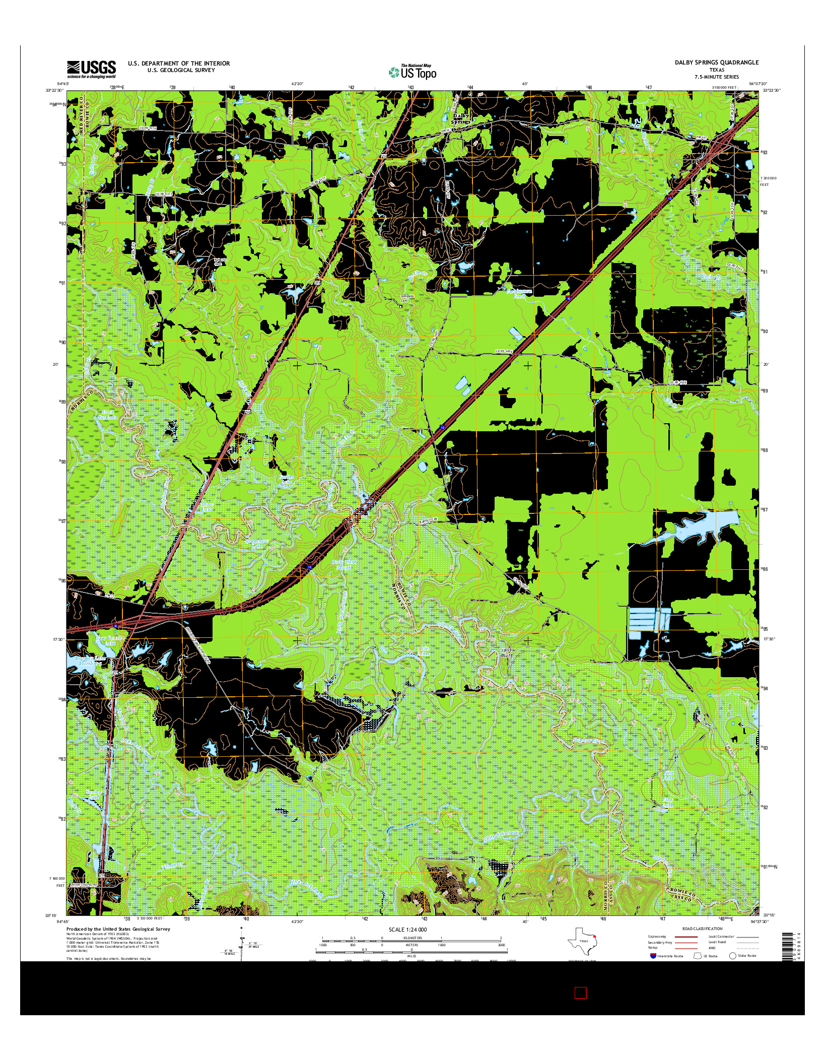 USGS US TOPO 7.5-MINUTE MAP FOR DALBY SPRINGS, TX 2016