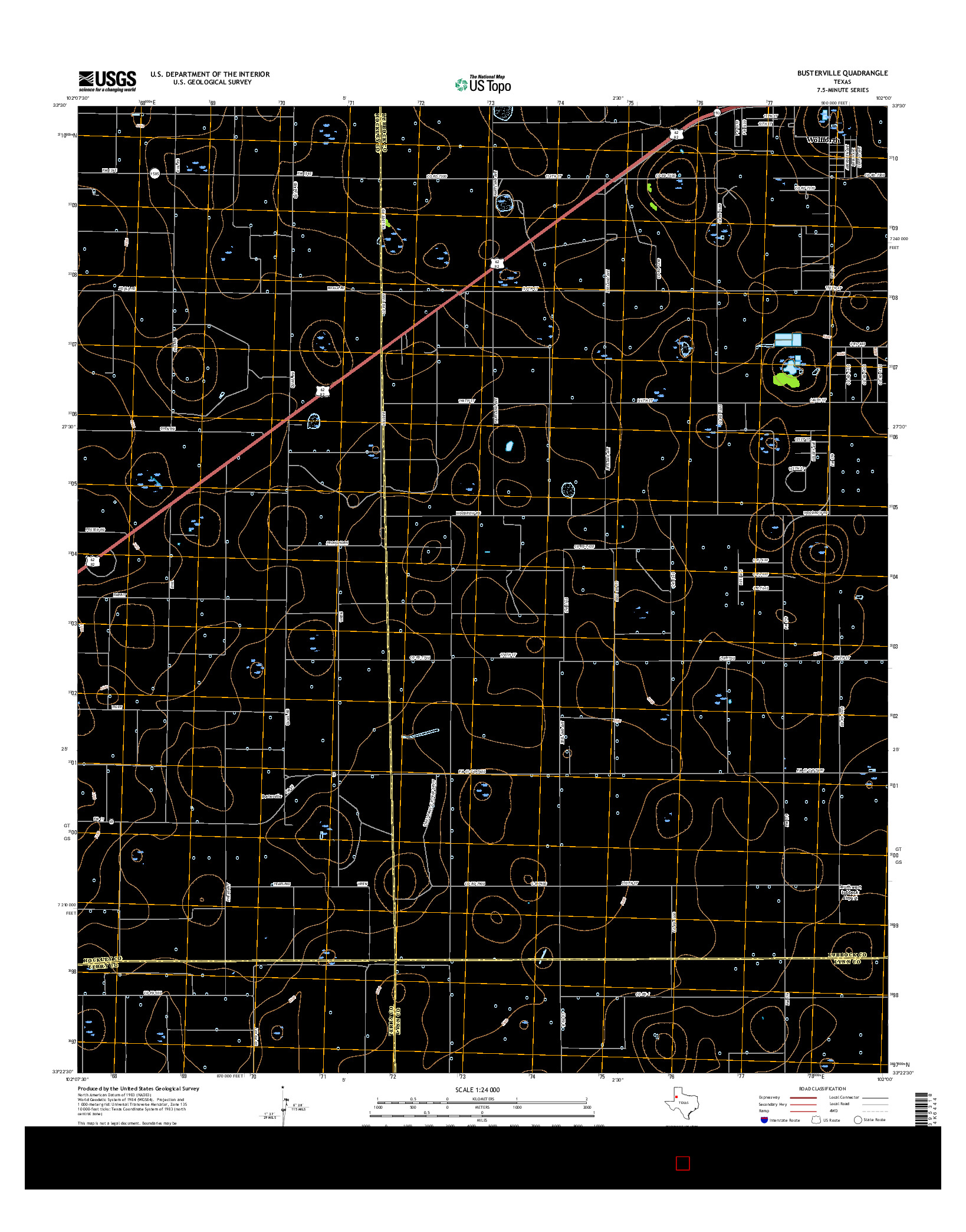 USGS US TOPO 7.5-MINUTE MAP FOR BUSTERVILLE, TX 2016