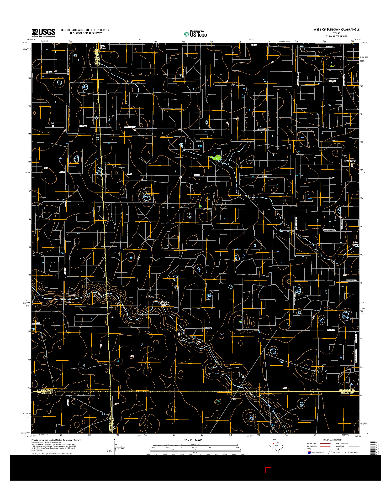 USGS US TOPO 7.5-MINUTE MAP FOR WEST OF SUNDOWN, TX 2016