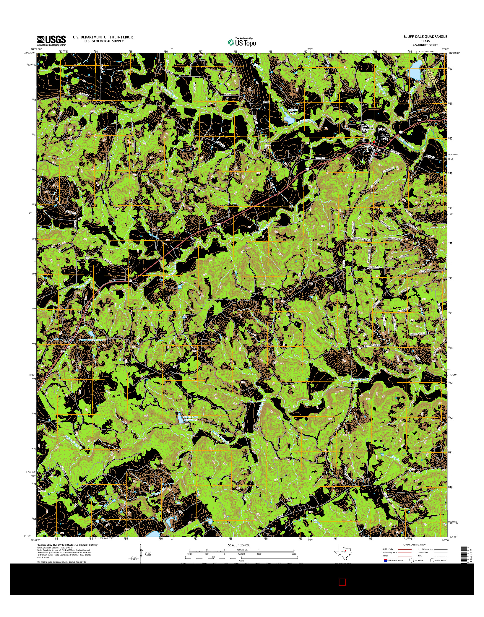 USGS US TOPO 7.5-MINUTE MAP FOR BLUFF DALE, TX 2016