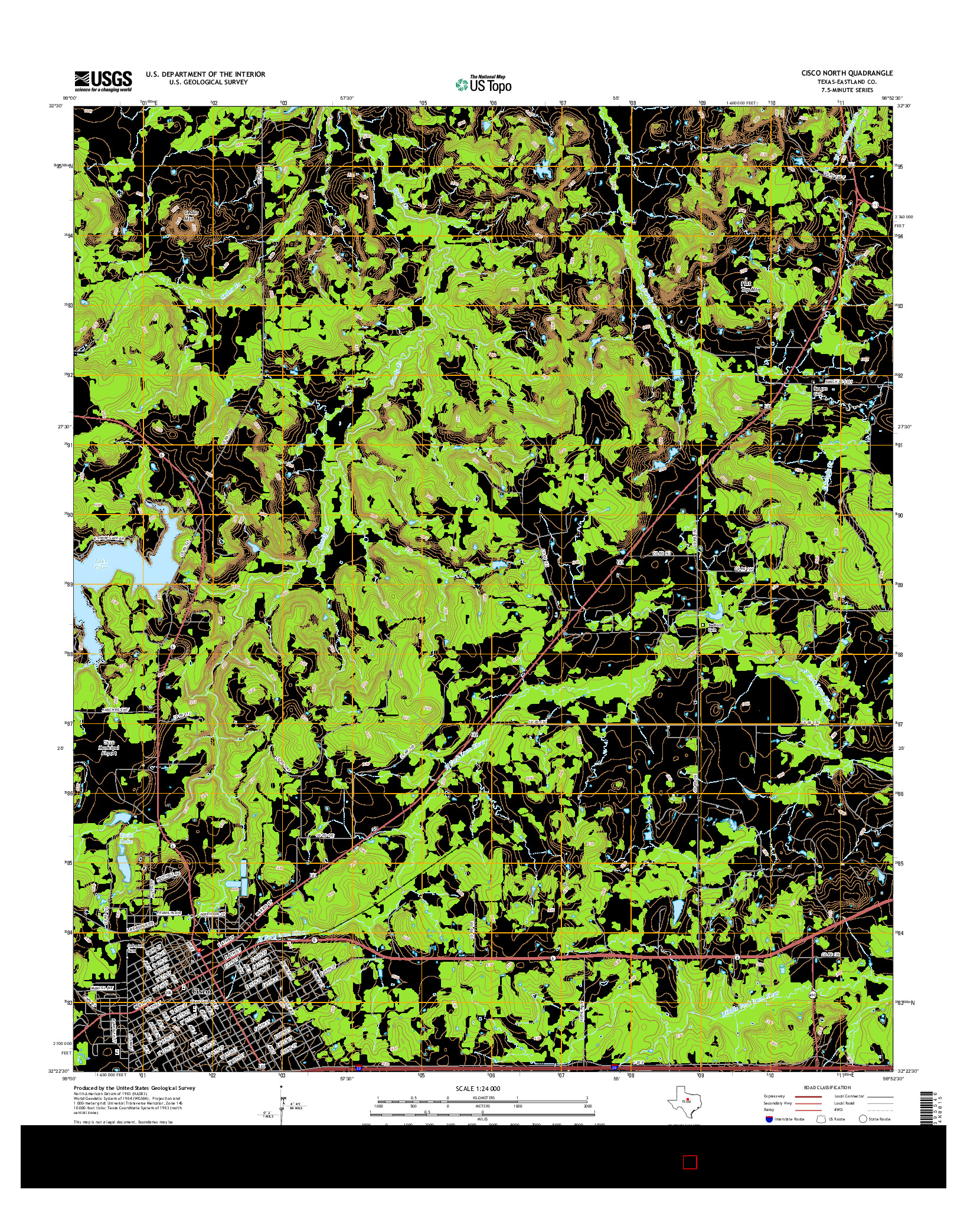 USGS US TOPO 7.5-MINUTE MAP FOR CISCO NORTH, TX 2016