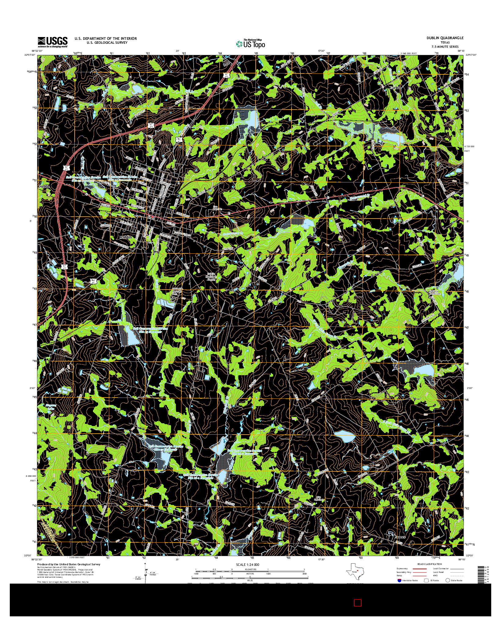 USGS US TOPO 7.5-MINUTE MAP FOR DUBLIN, TX 2016