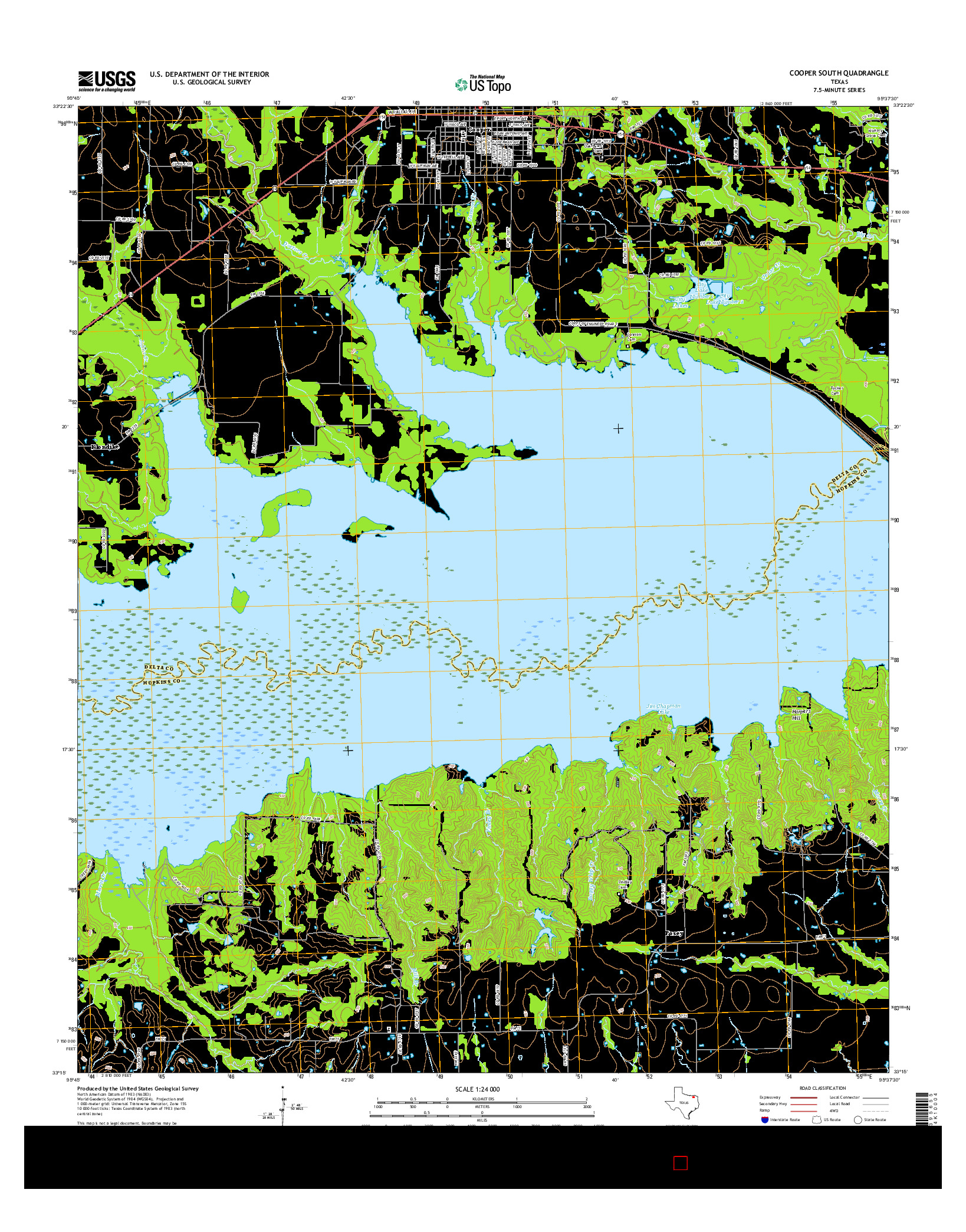 USGS US TOPO 7.5-MINUTE MAP FOR COOPER SOUTH, TX 2016