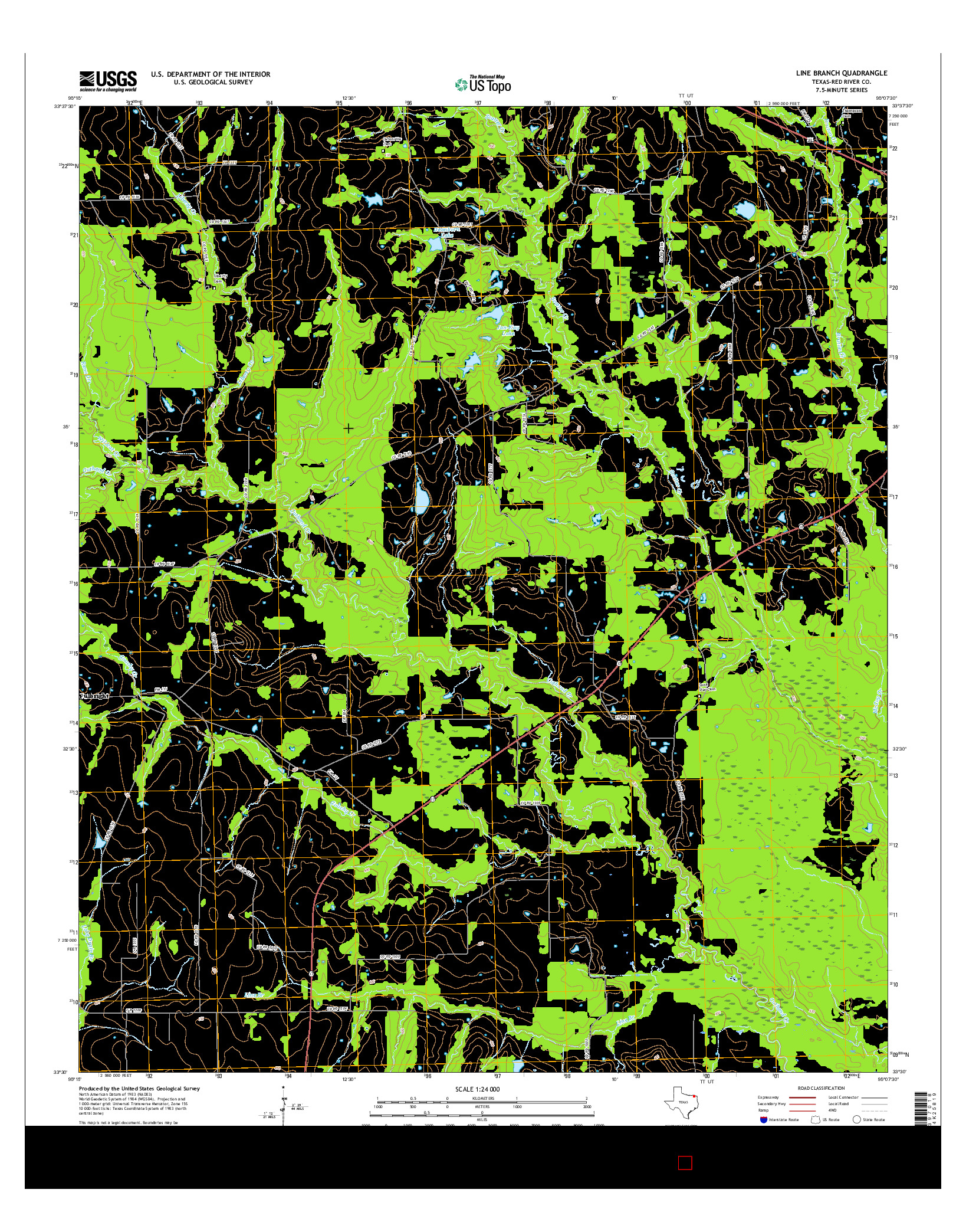 USGS US TOPO 7.5-MINUTE MAP FOR LINE BRANCH, TX 2016