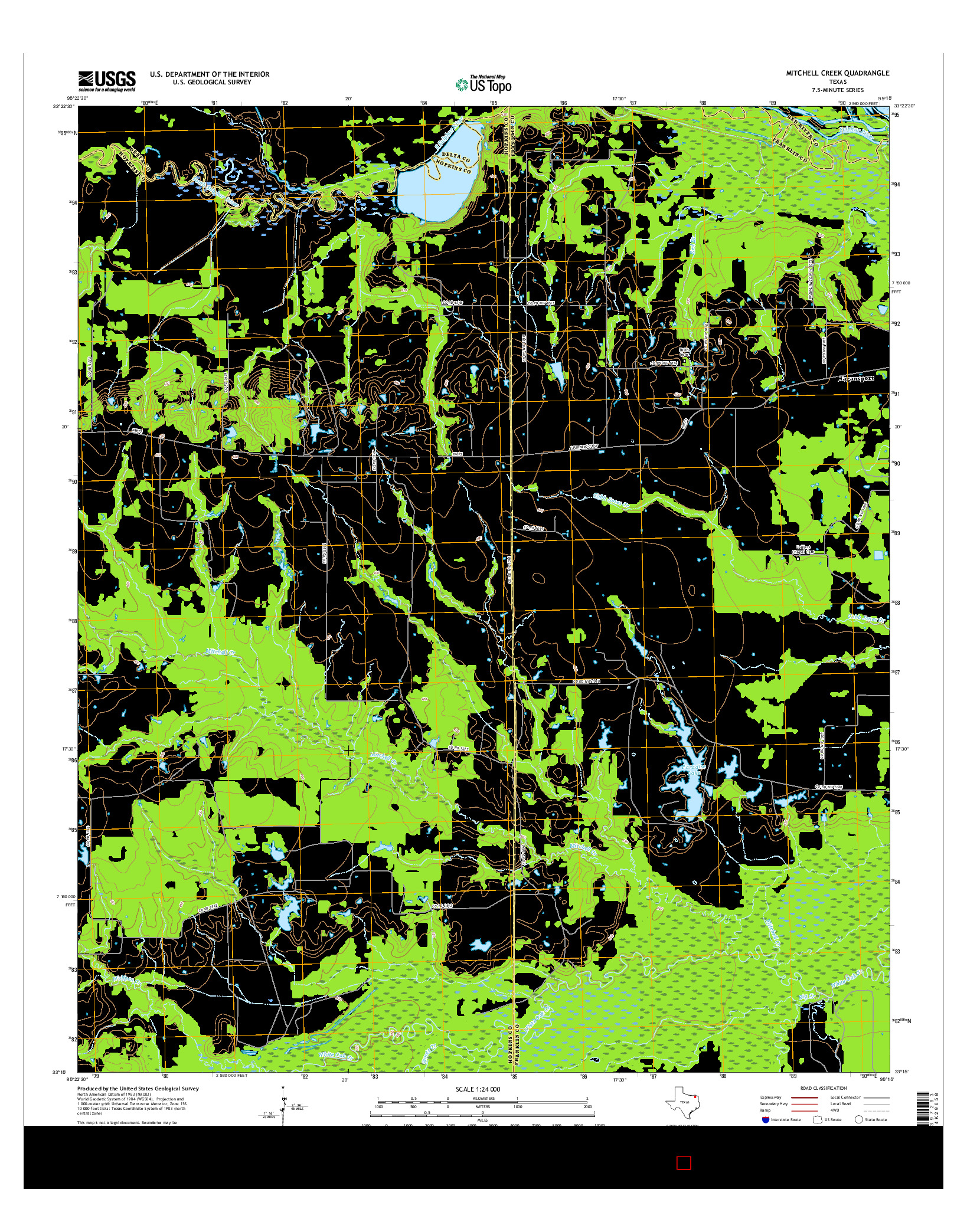 USGS US TOPO 7.5-MINUTE MAP FOR MITCHELL CREEK, TX 2016